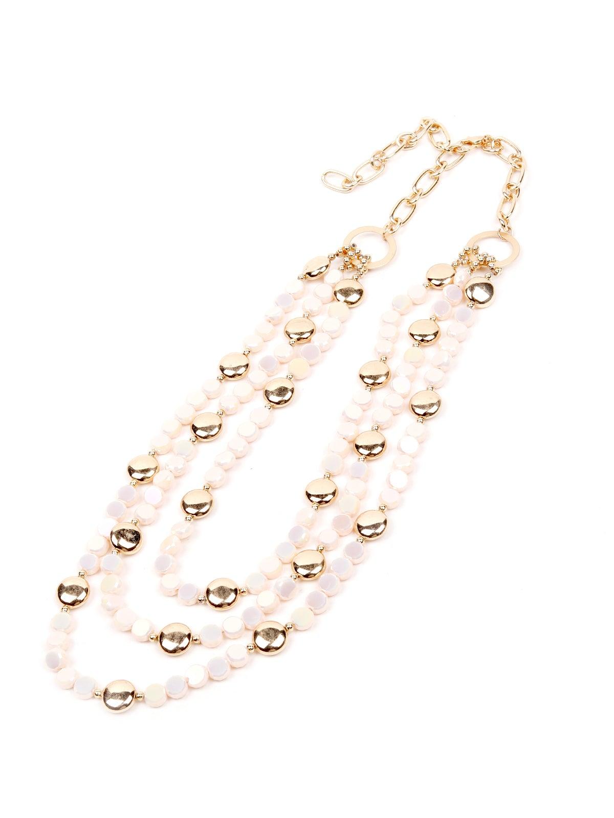 Women's Beach Vibe Boho White And Gold Necklac