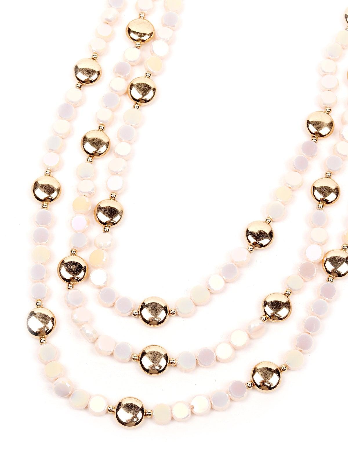 Women's Beach Vibe Boho White And Gold Necklac
