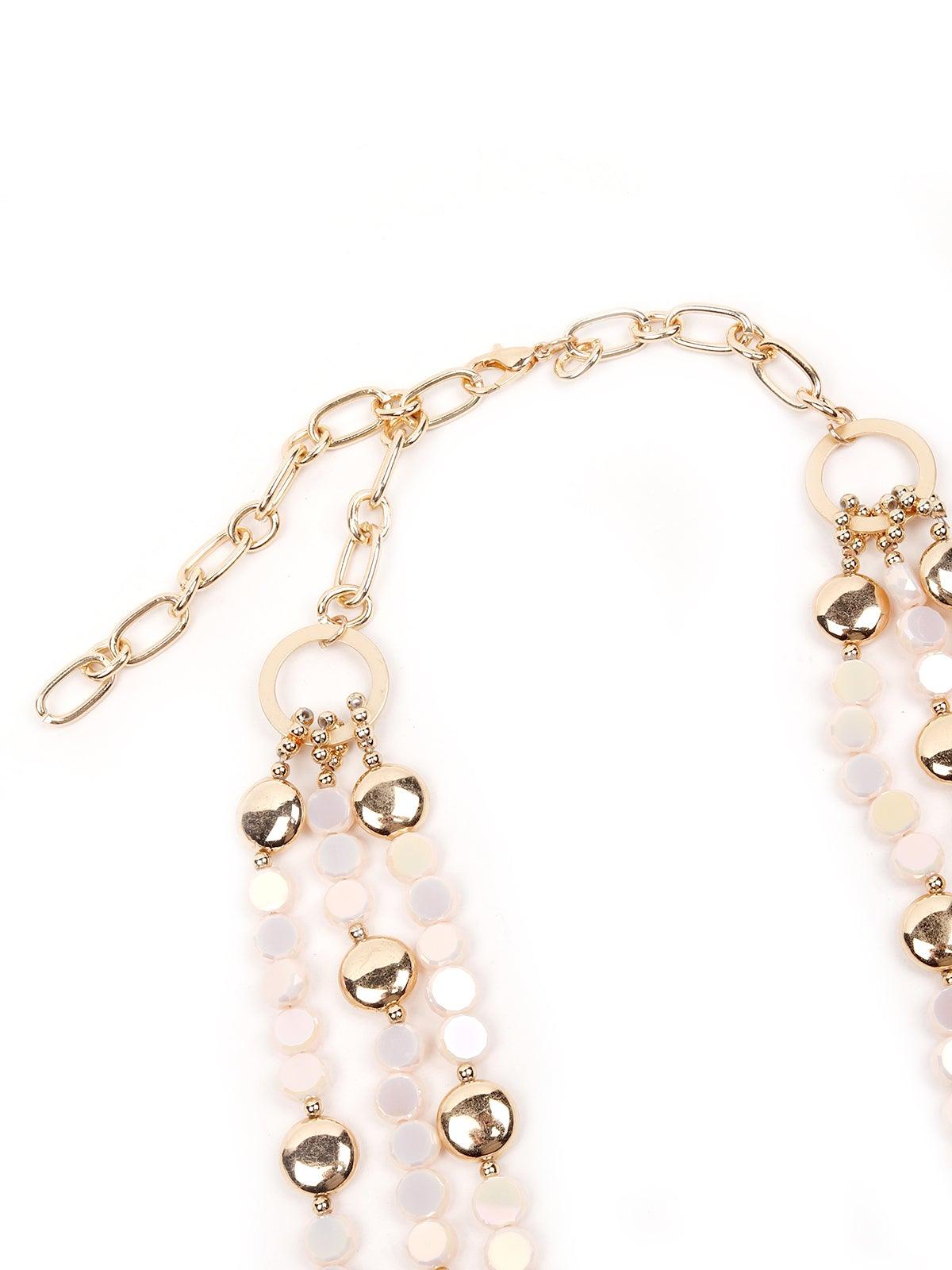 Women's Beach Vibe Boho White And Gold Necklac