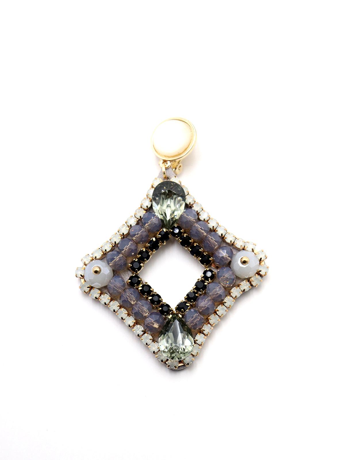 Women's Beaded Purple & White Dangle Earring