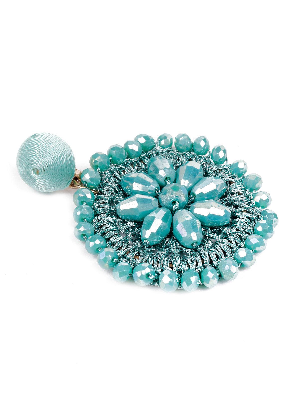 Women's Beaded Rounded Turquoise Statement Earrings
