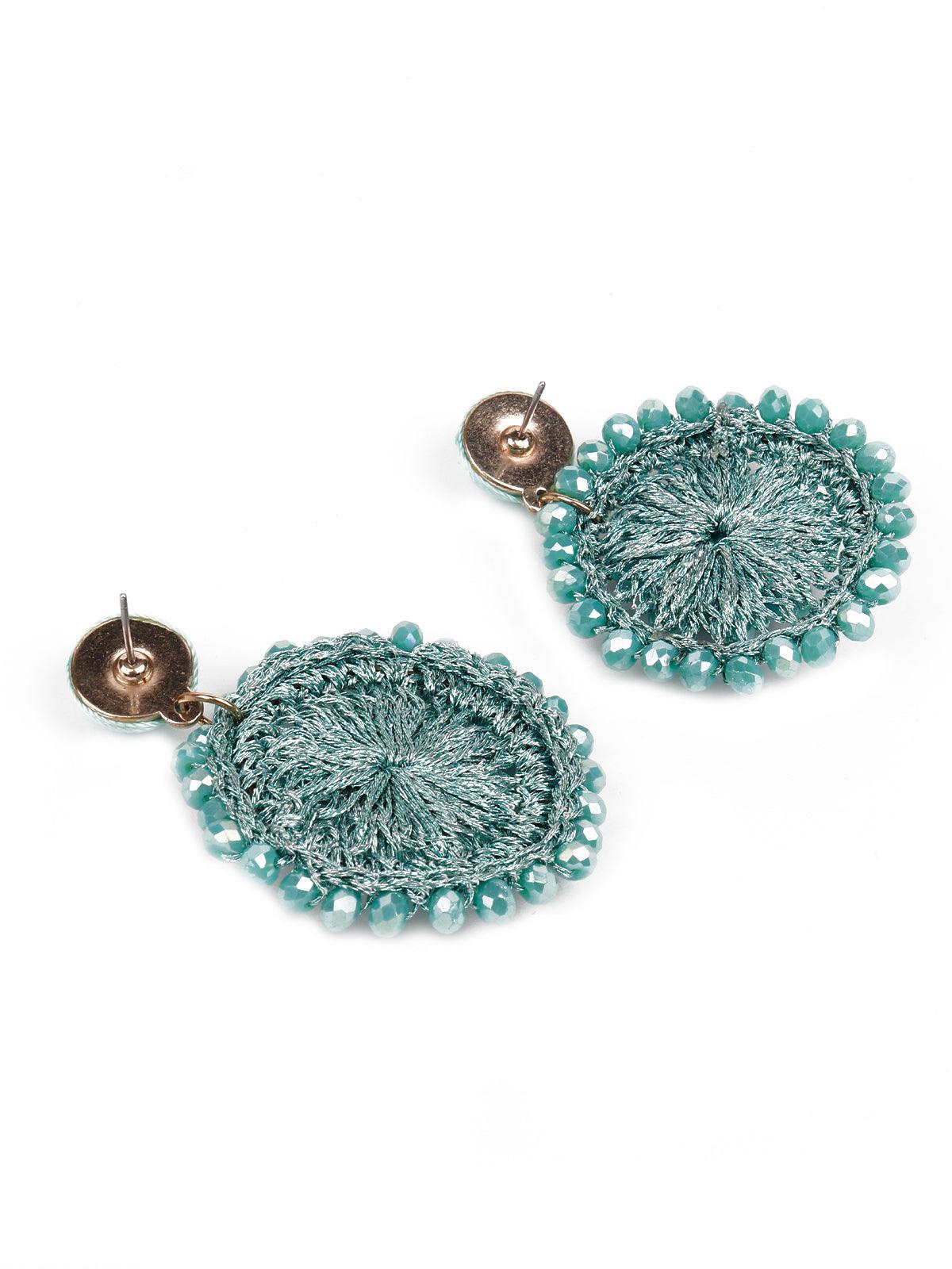 Women's Beaded Rounded Turquoise Statement Earrings