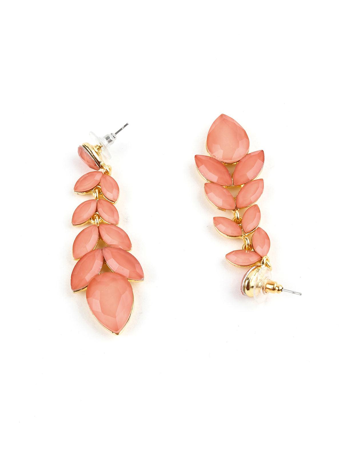 Women's Beautiful Coral Pink Crystal Drop Earring