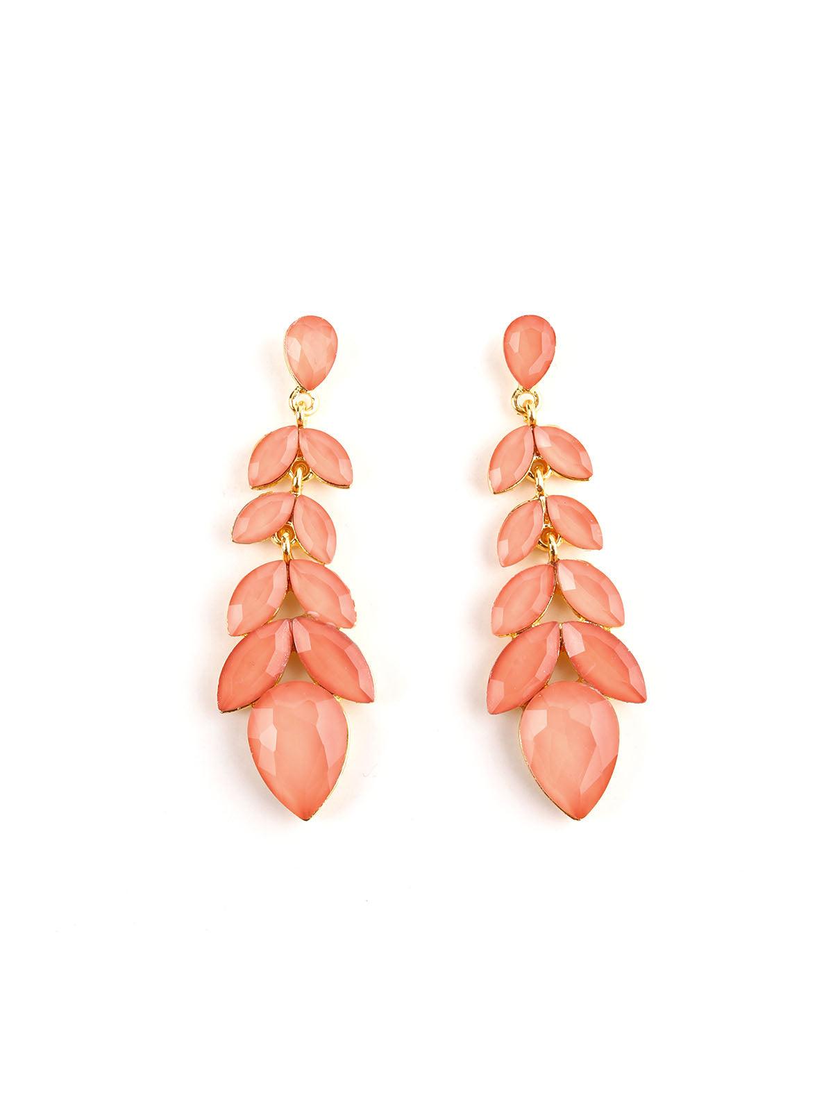 Women's Beautiful Coral Pink Crystal Drop Earring