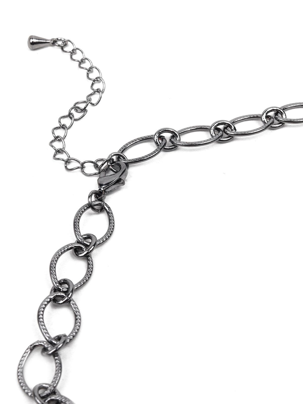Women's Beautiful Oxidised Floral Pendant Necklac
