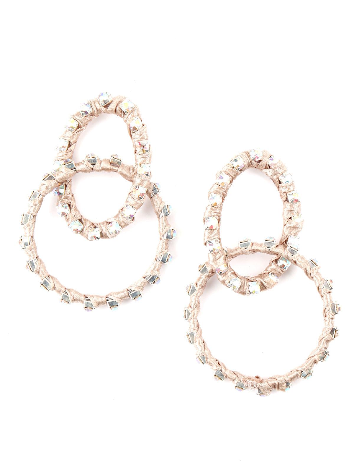 Women's Beige Glittery Dangle Earring