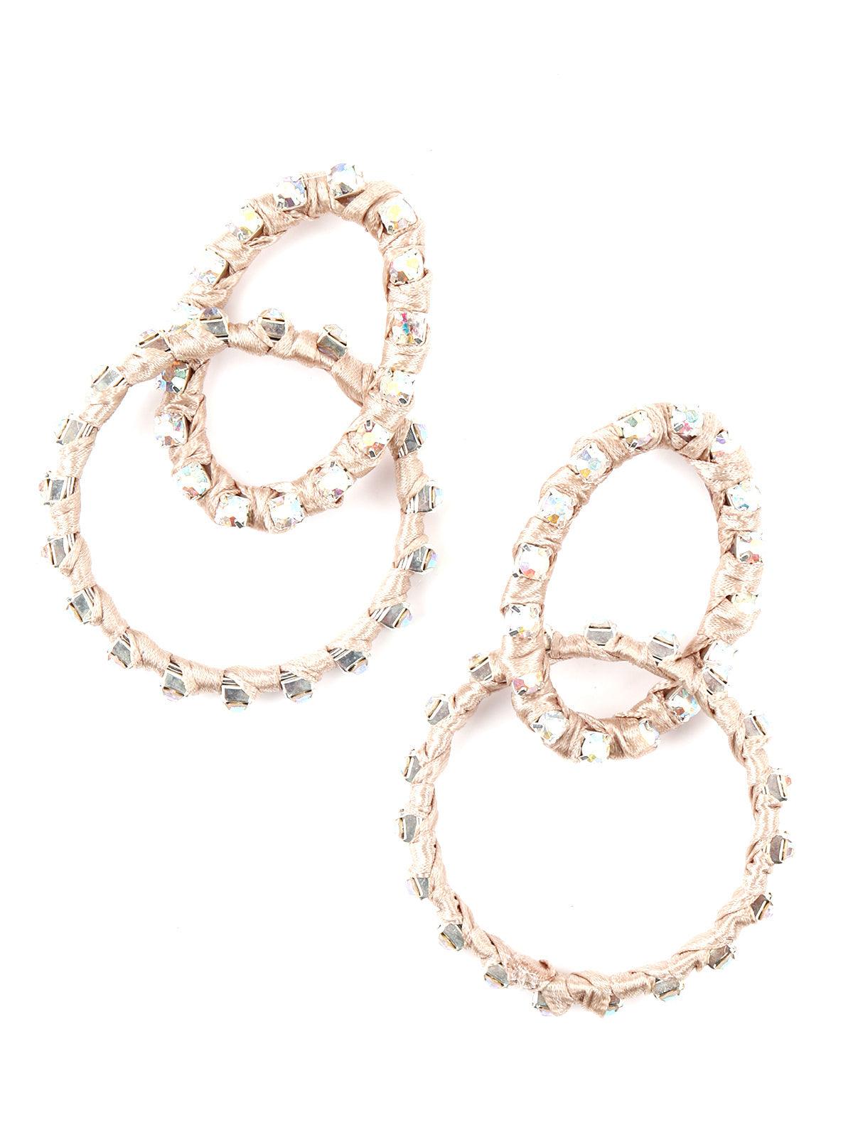 Women's Beige Glittery Dangle Earring