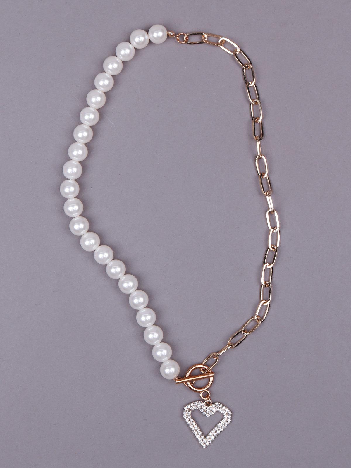 Women's Best Of Both Worlds Pearl Heart Pendant Necklac