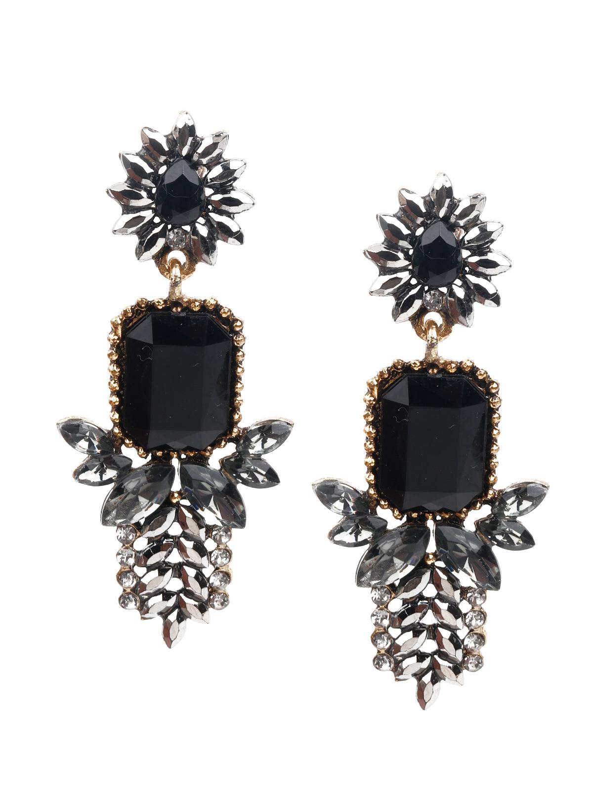 Women's Black And Grey Dangle Earring