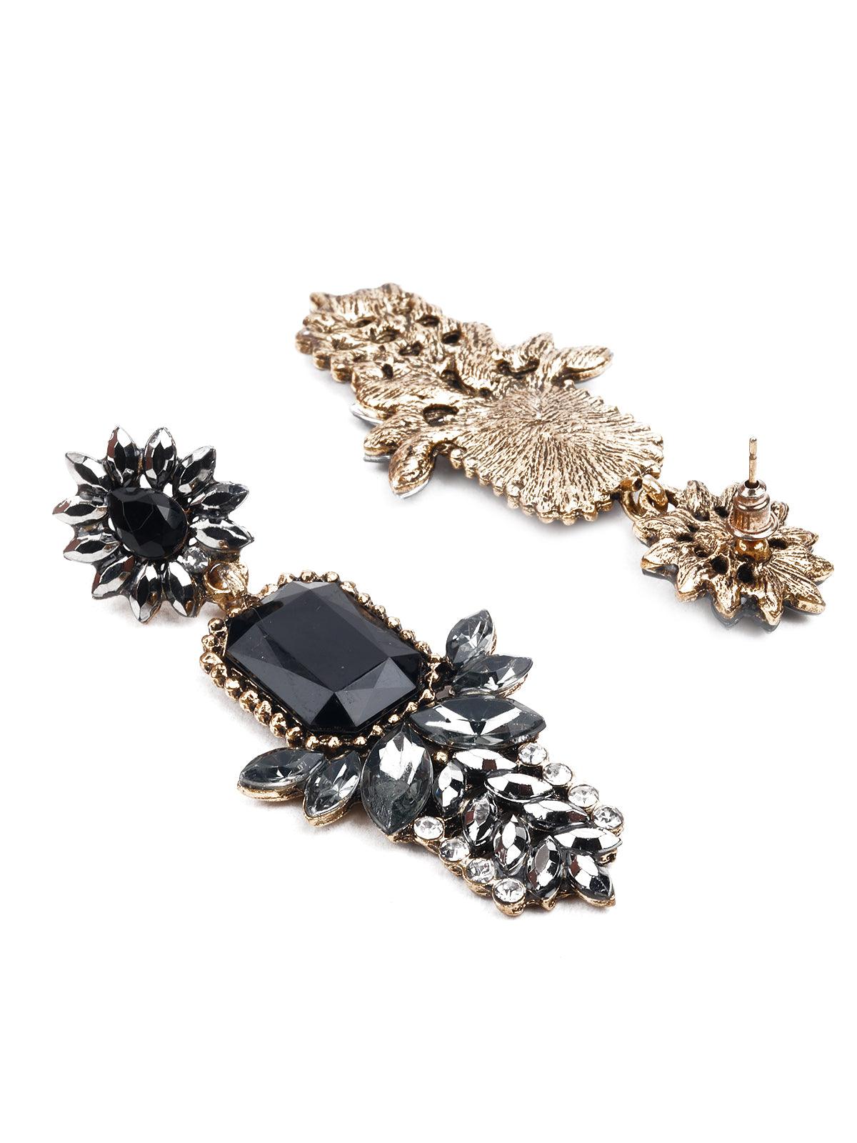 Women's Black And Grey Dangle Earring