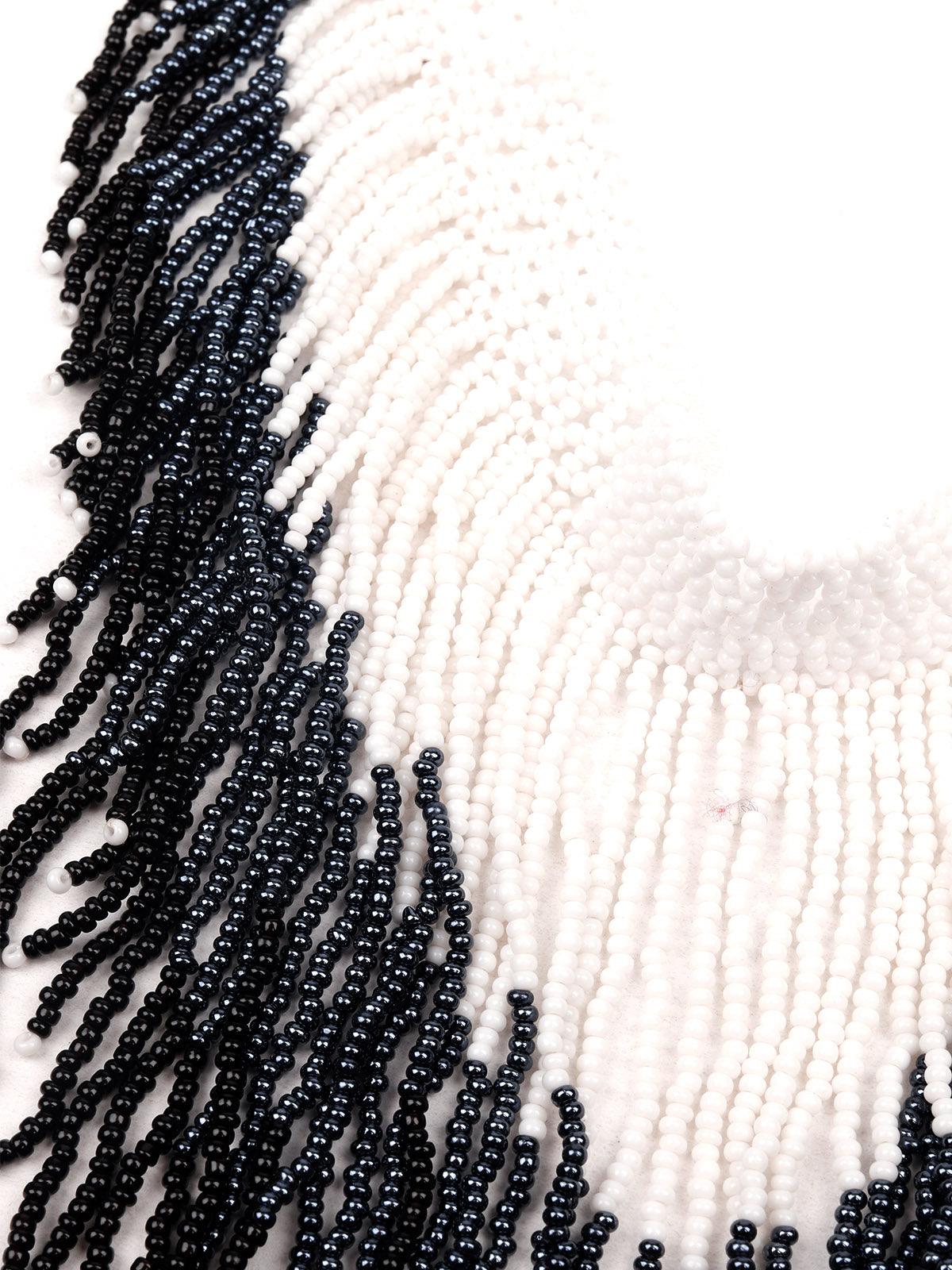 Women's Black And White Beaded Whimsical Gorgeous Necklac