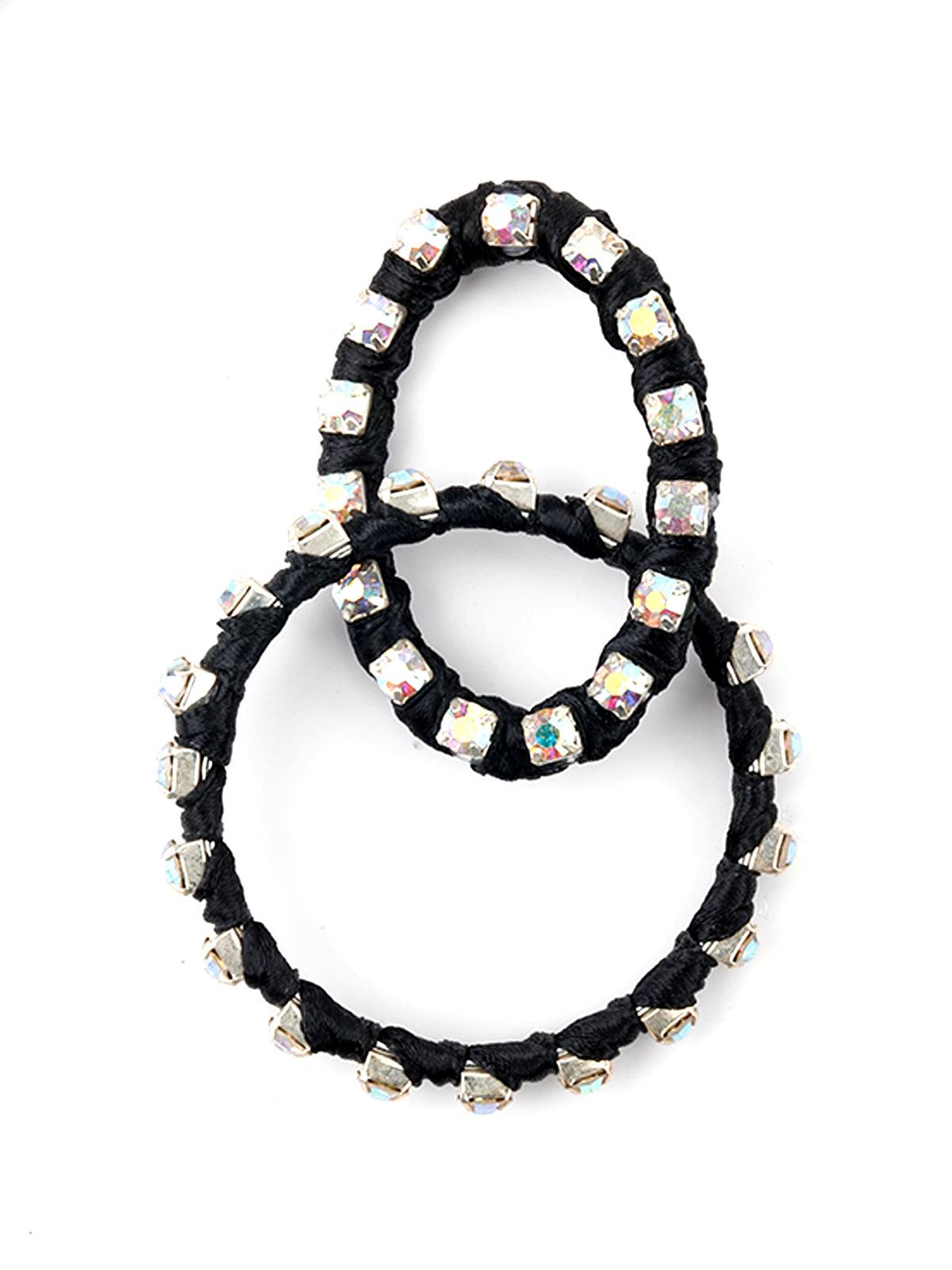 Women's Black Glittery Dangle Earring