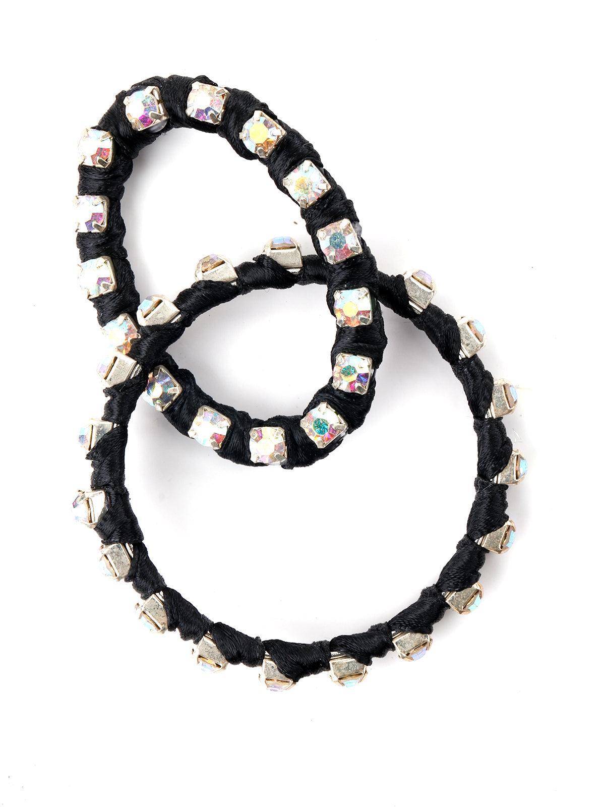 Women's Black Glittery Dangle Earring