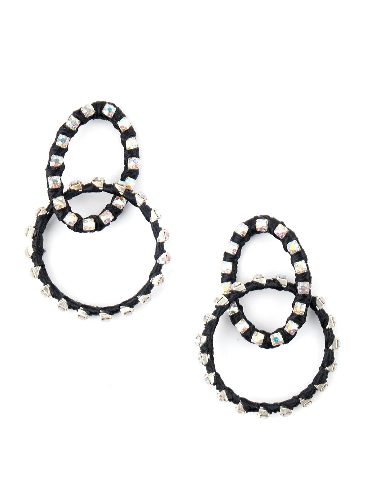 Women's Black Glittery Dangle Earring