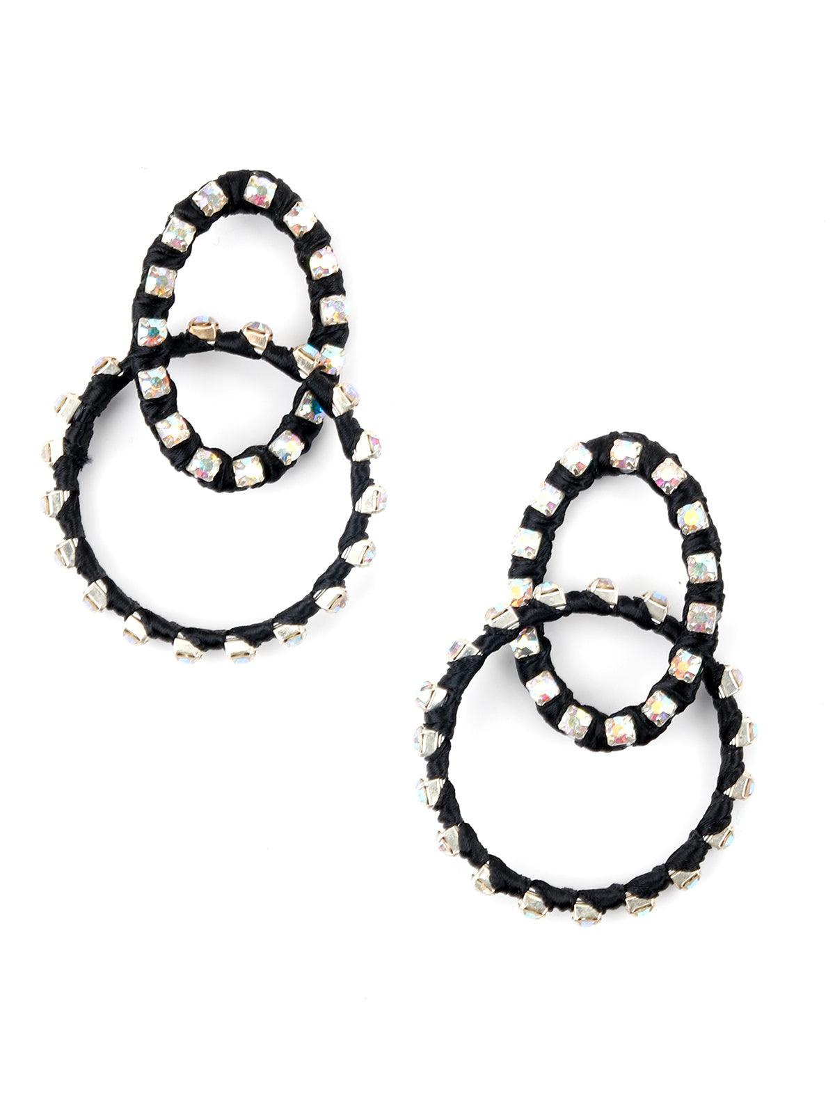 Women's Black Glittery Dangle Earring