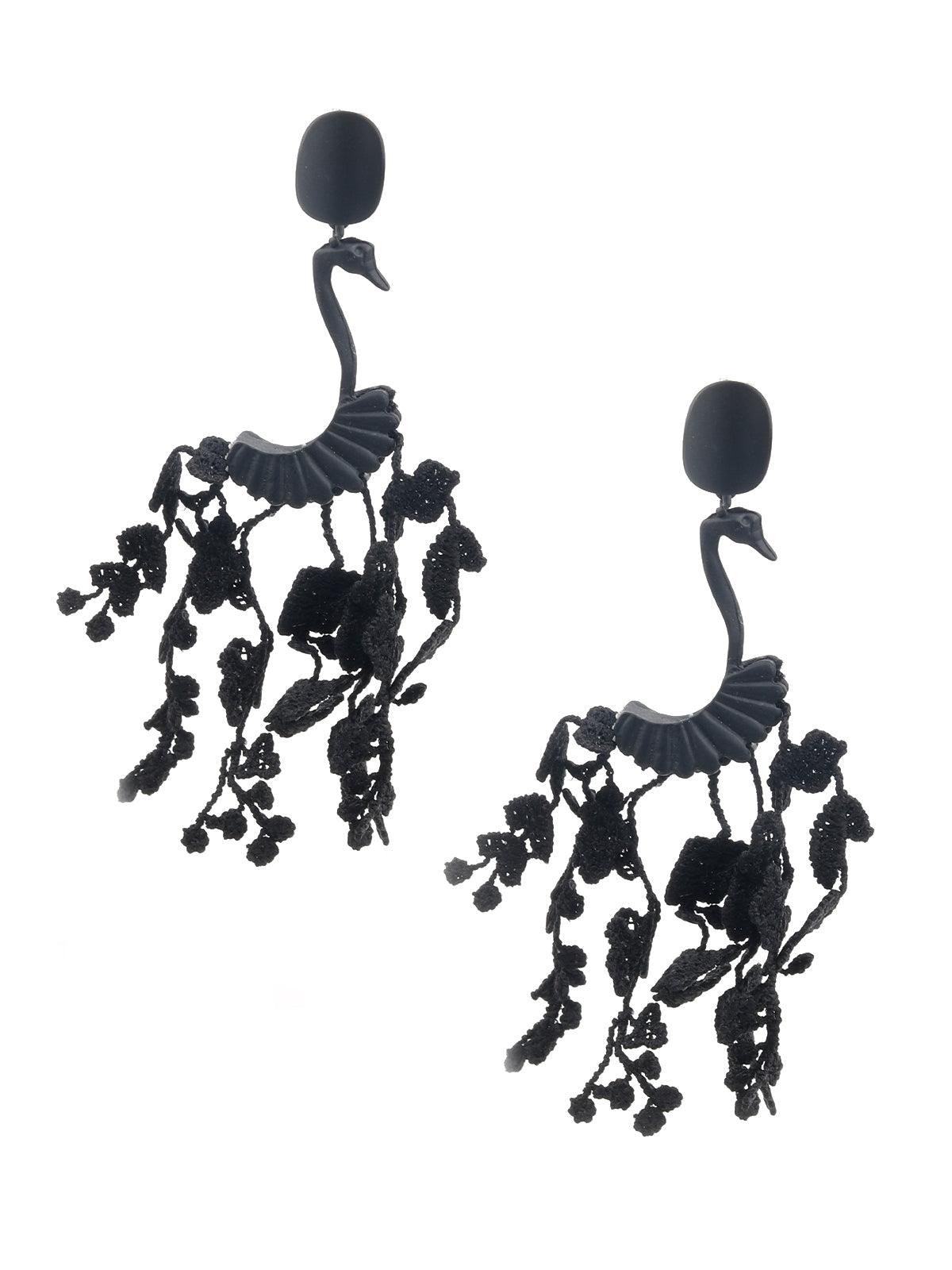 Women's Black Peacock Dangle Earring