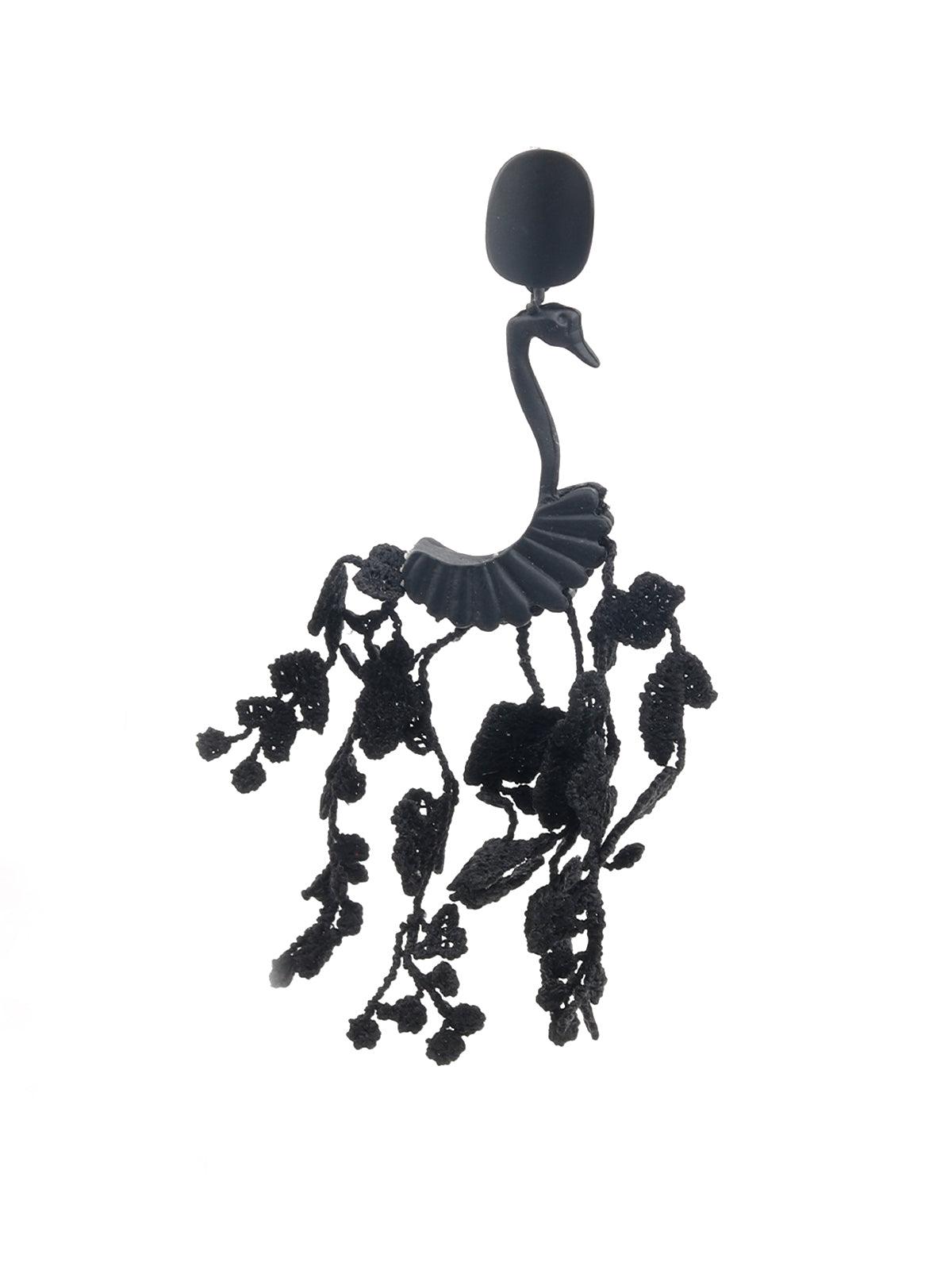 Women's Black Peacock Dangle Earring