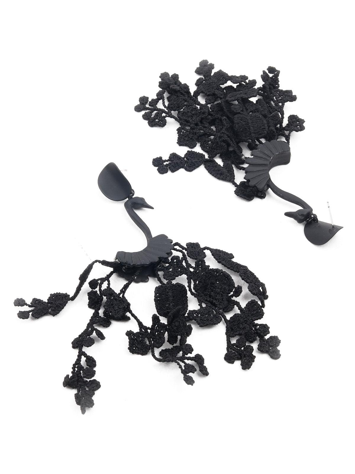 Women's Black Peacock Dangle Earring
