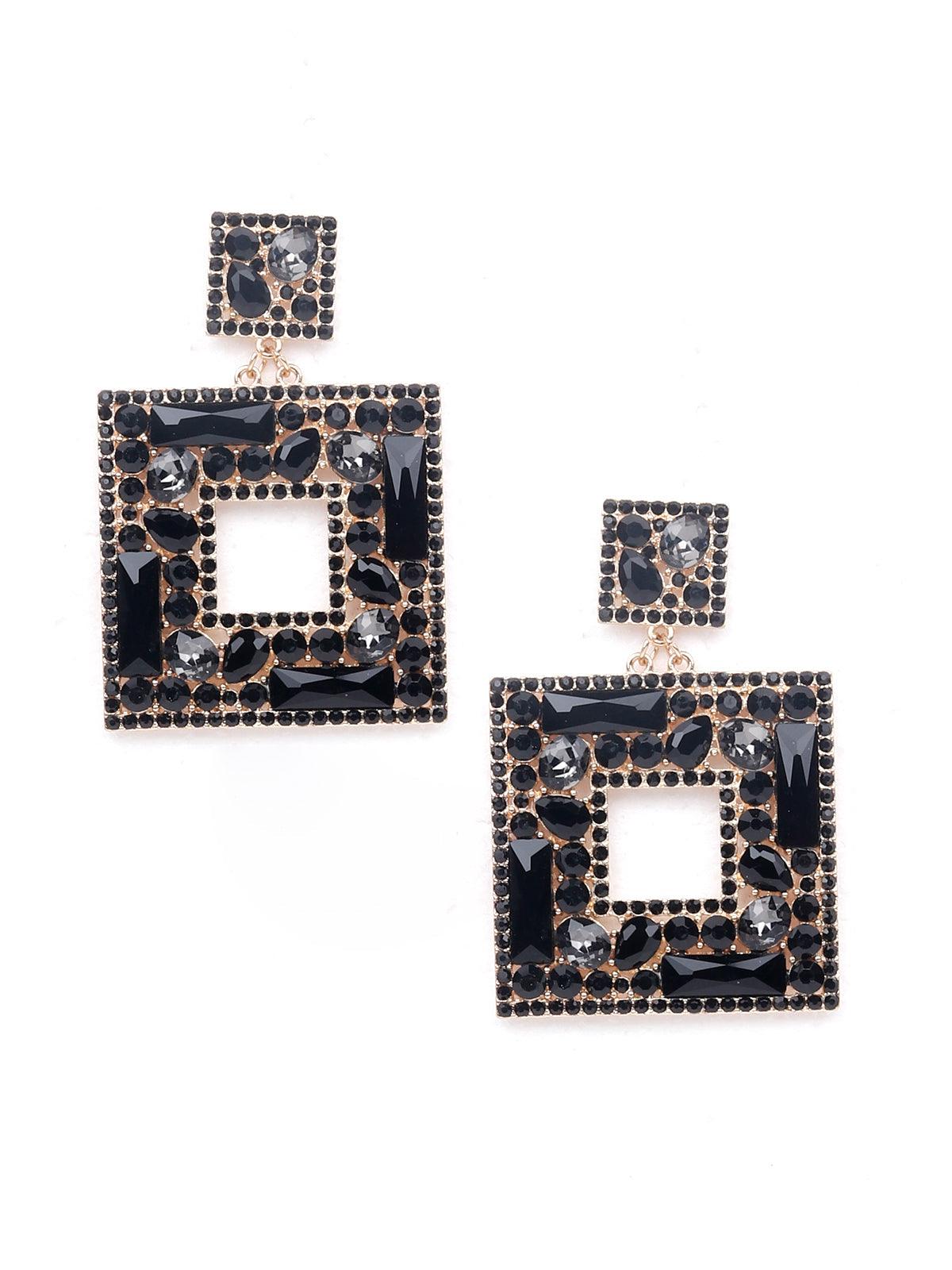 Women's Black Structured Statement Earrings