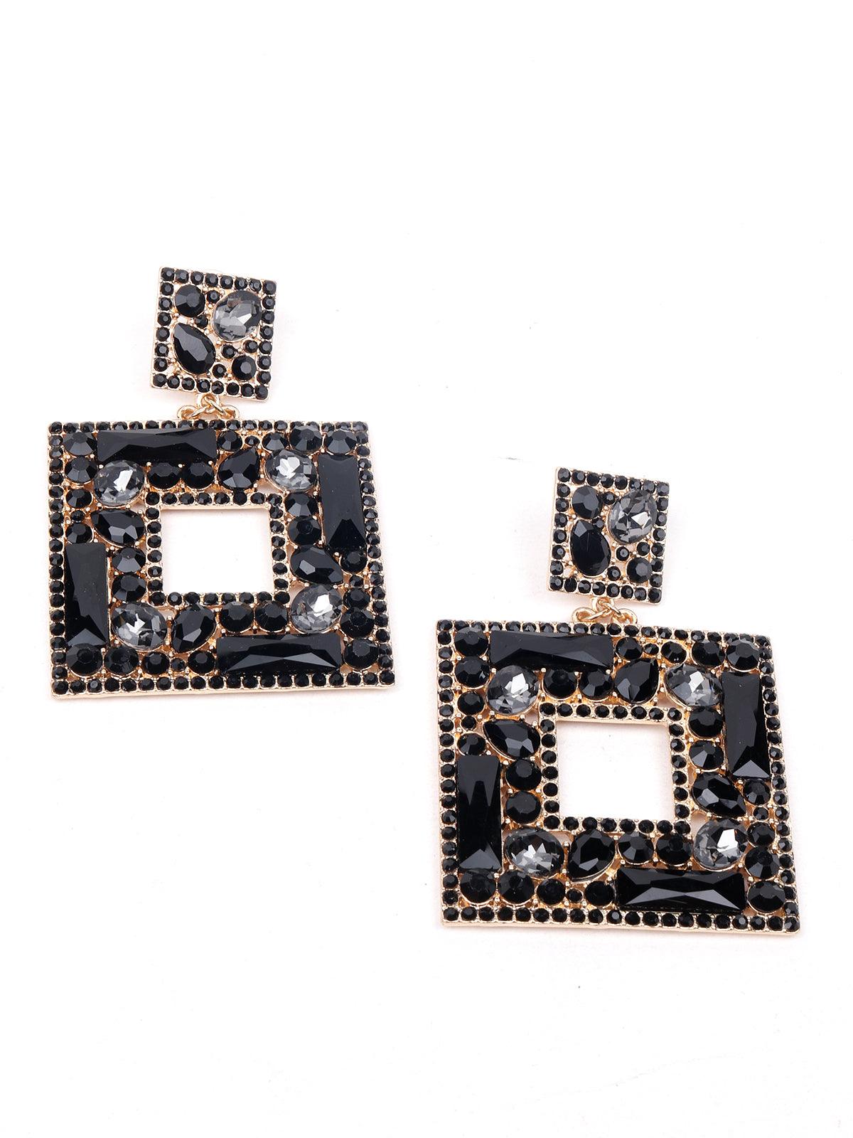 Women's Black Structured Statement Earrings
