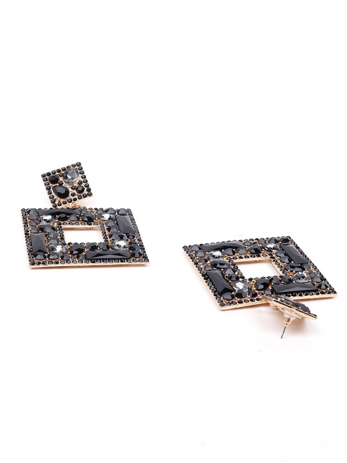 Women's Black Structured Statement Earrings