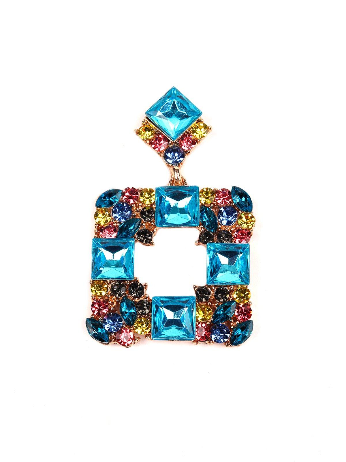 Women's Blue Coloured Gemstone Style Square Shape Earring
