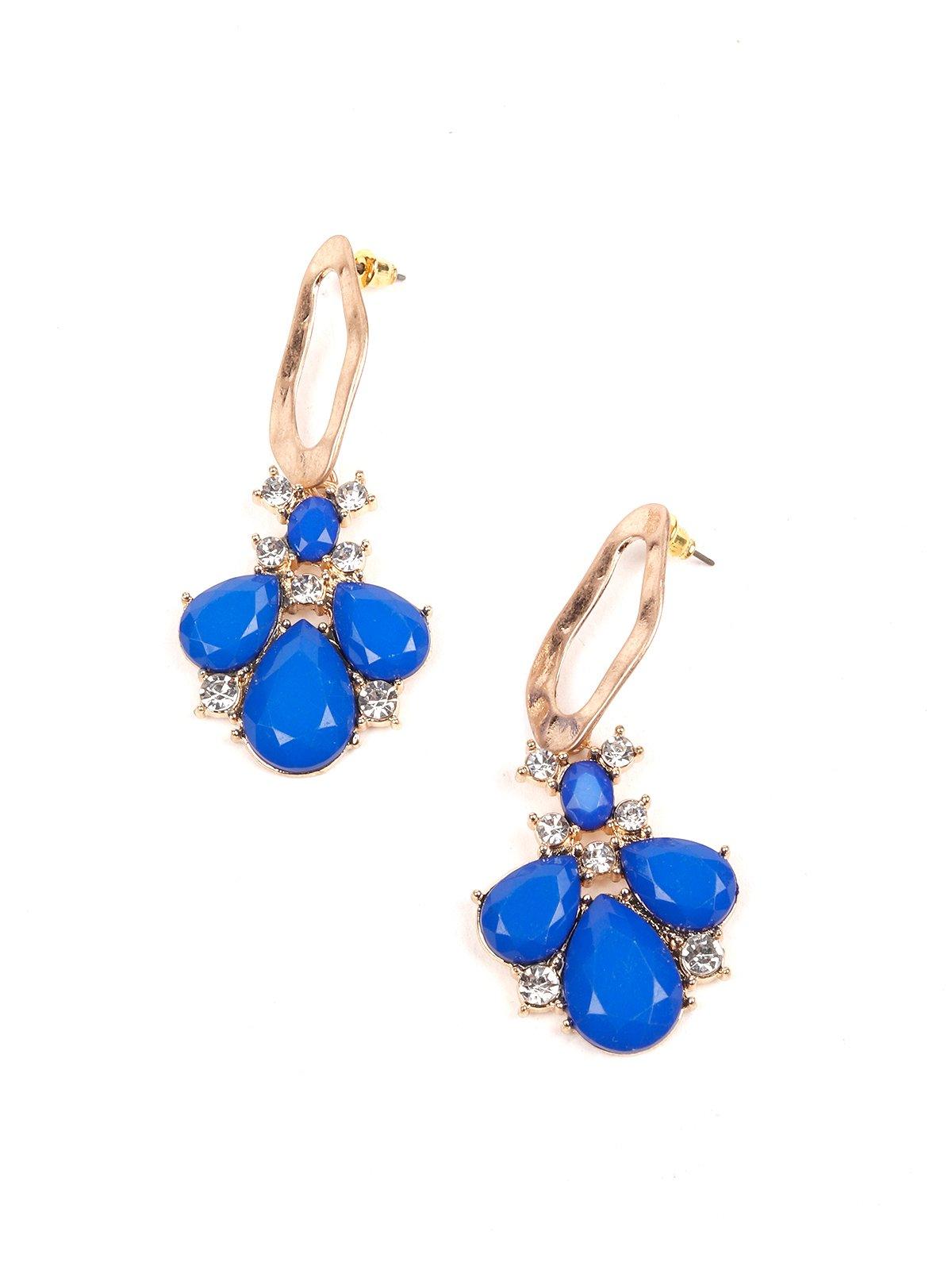 Women's Blue Earring With Embellished Crystal