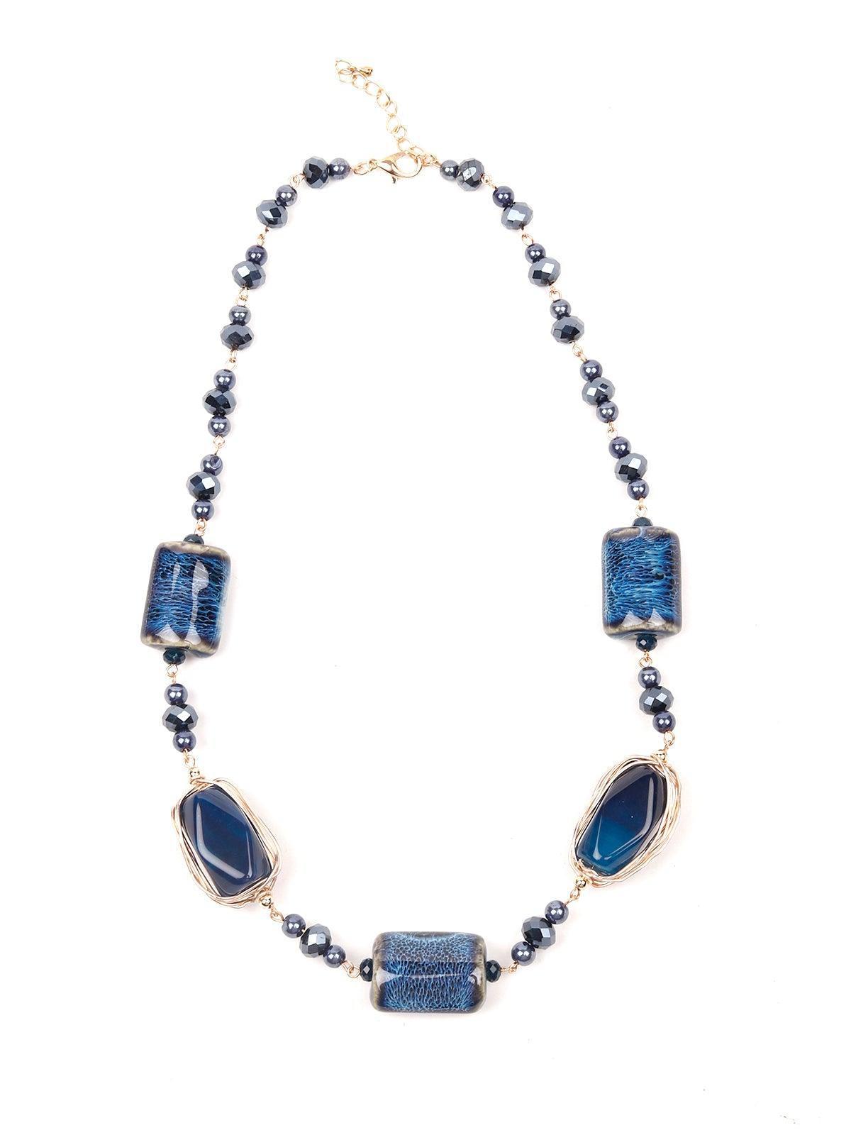 Women's Blue Hue Boho Textured Necklac