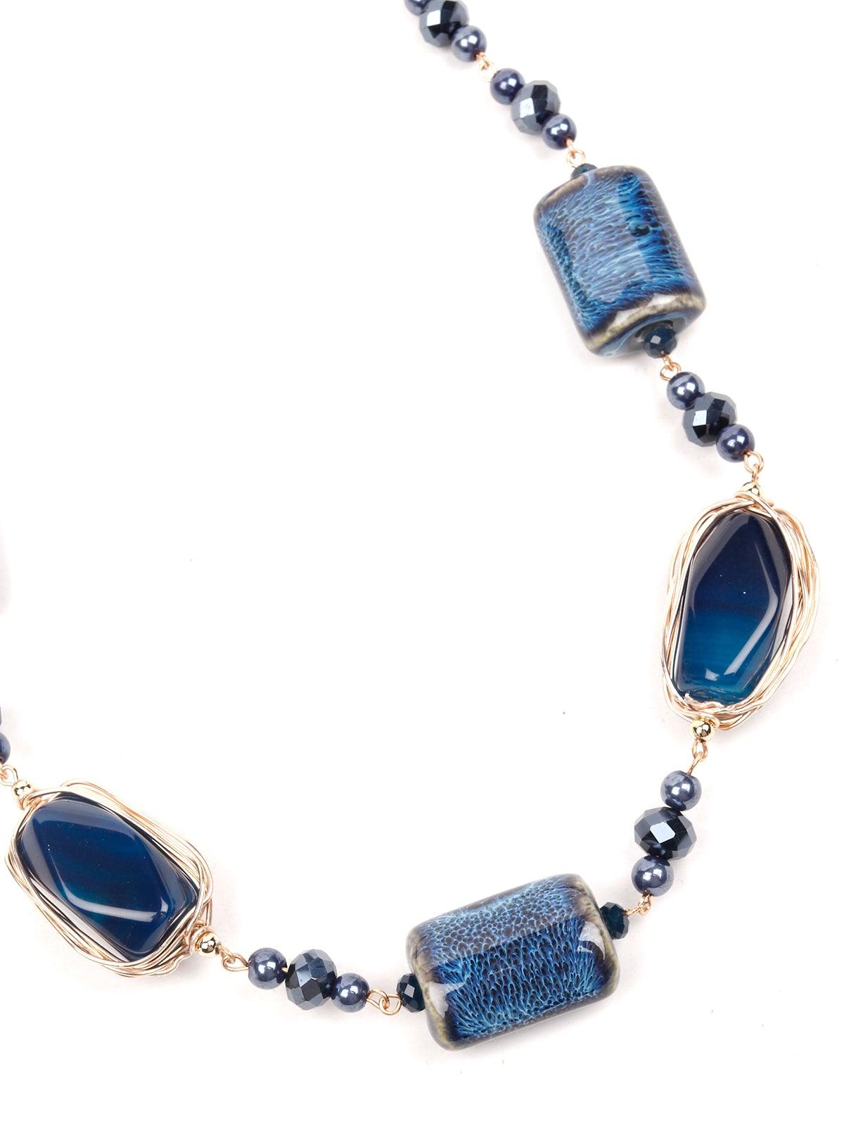 Women's Blue Hue Boho Textured Necklac