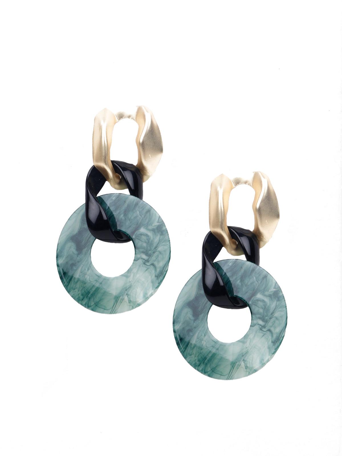 Women's Blue Resin Rounded Statement Earring