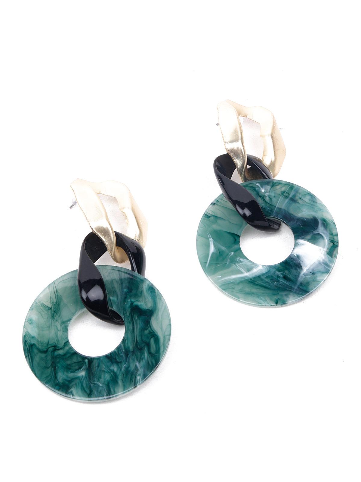 Women's Blue Resin Rounded Statement Earring