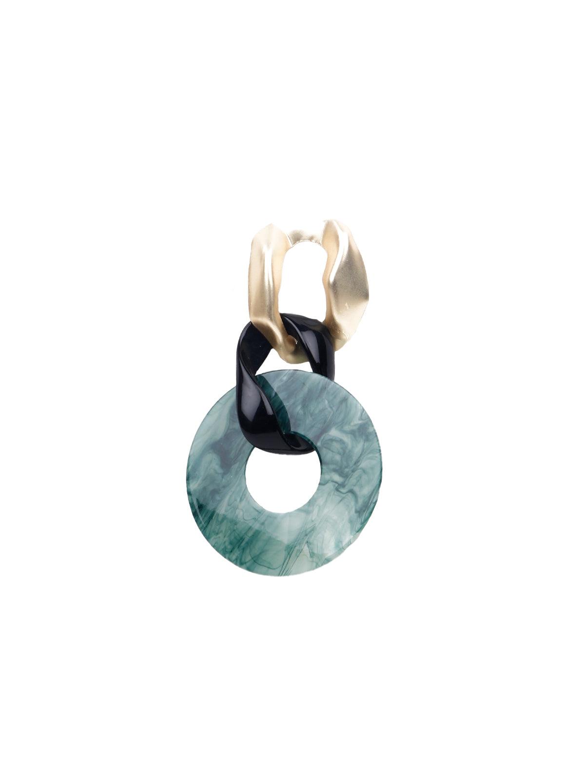 Women's Blue Resin Rounded Statement Earring