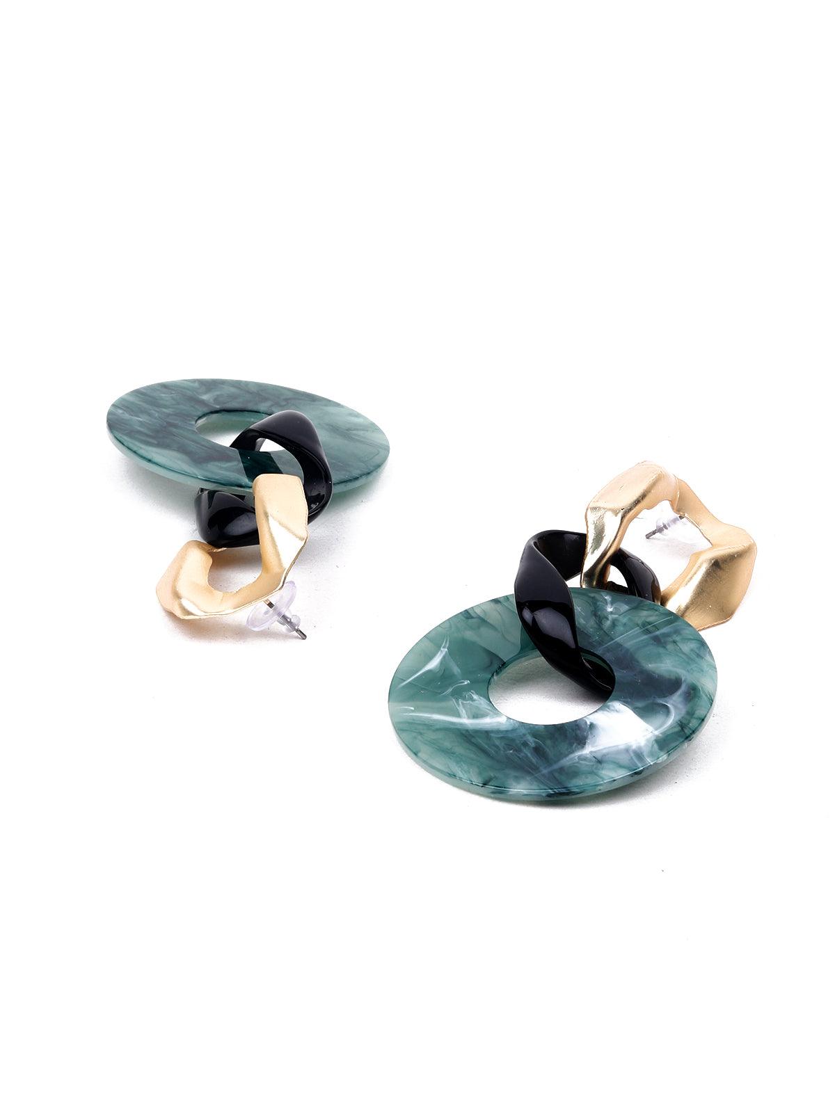 Women's Blue Resin Rounded Statement Earring