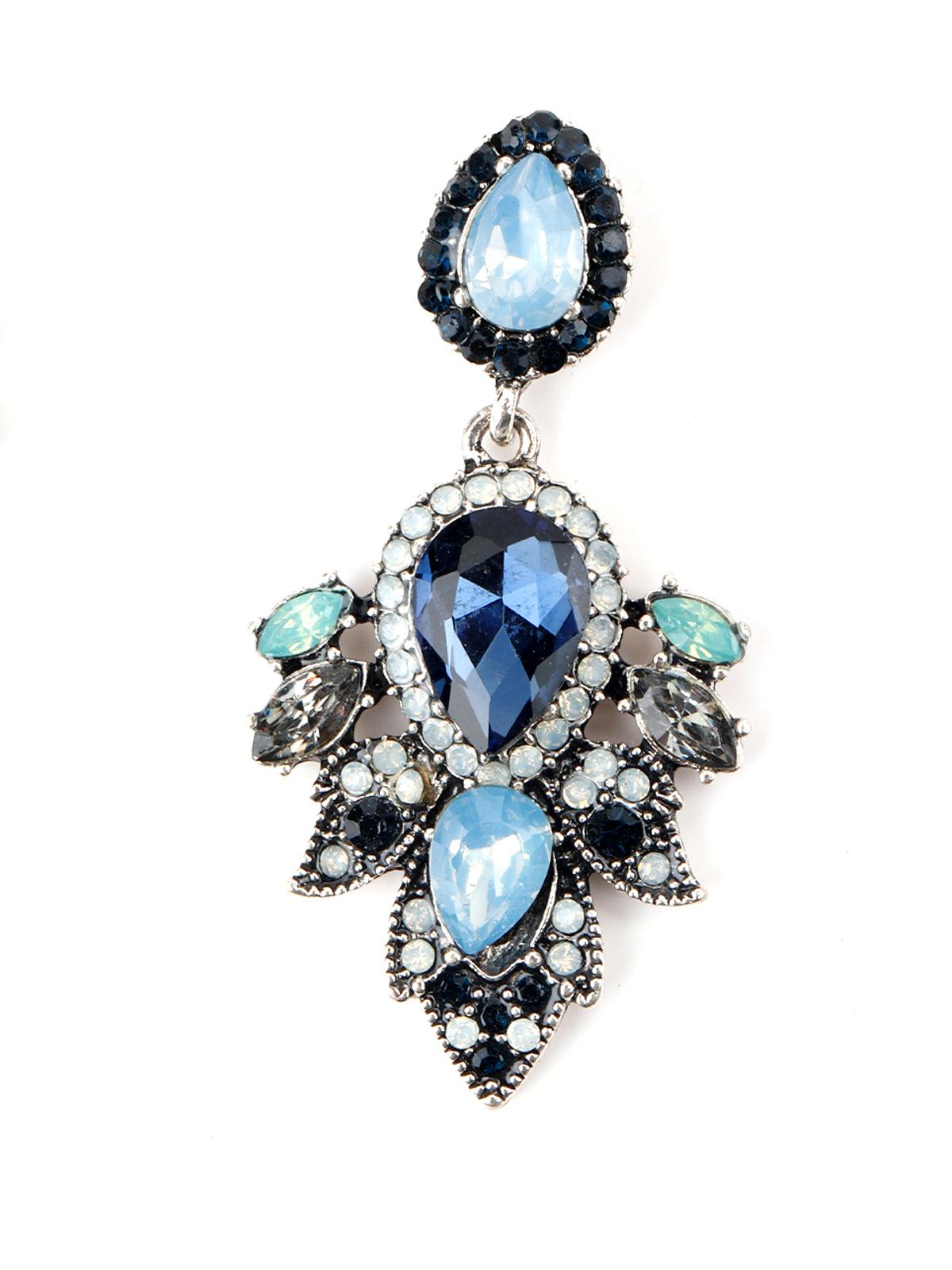 Women's Blue Rhine Stone Enticing Dangle Earring