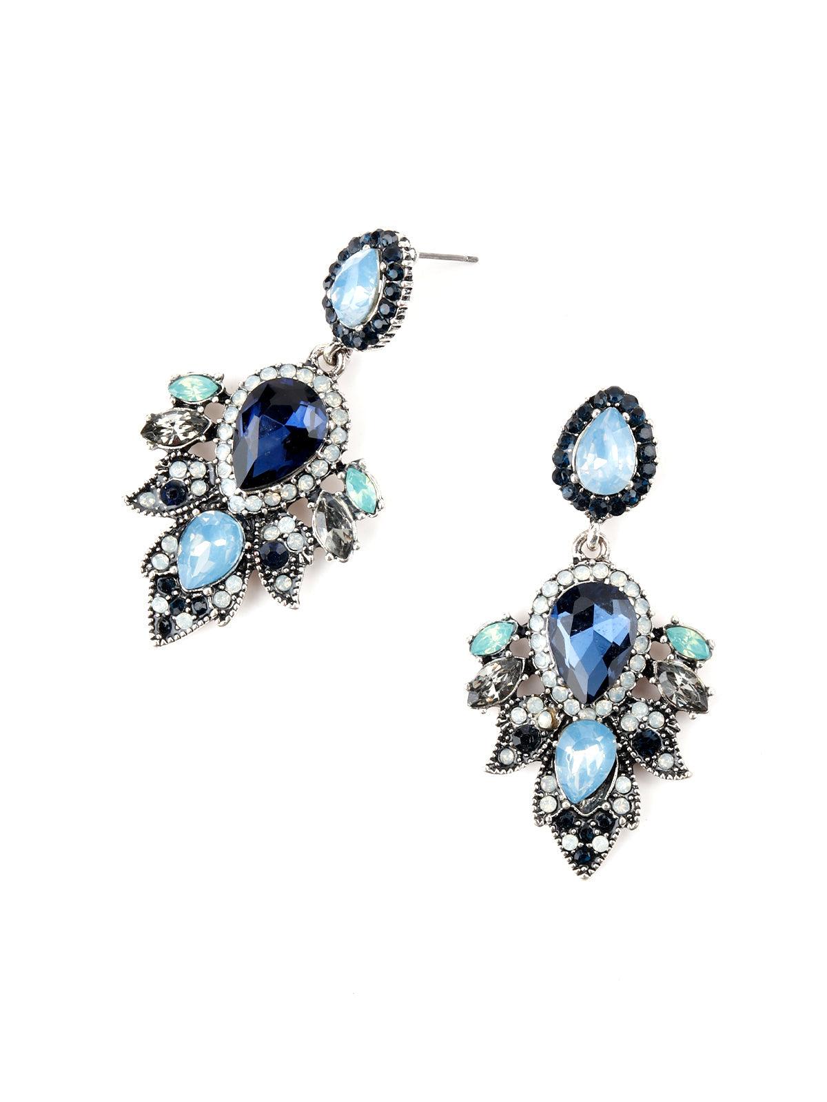 Women's Blue Rhine Stone Enticing Dangle Earring