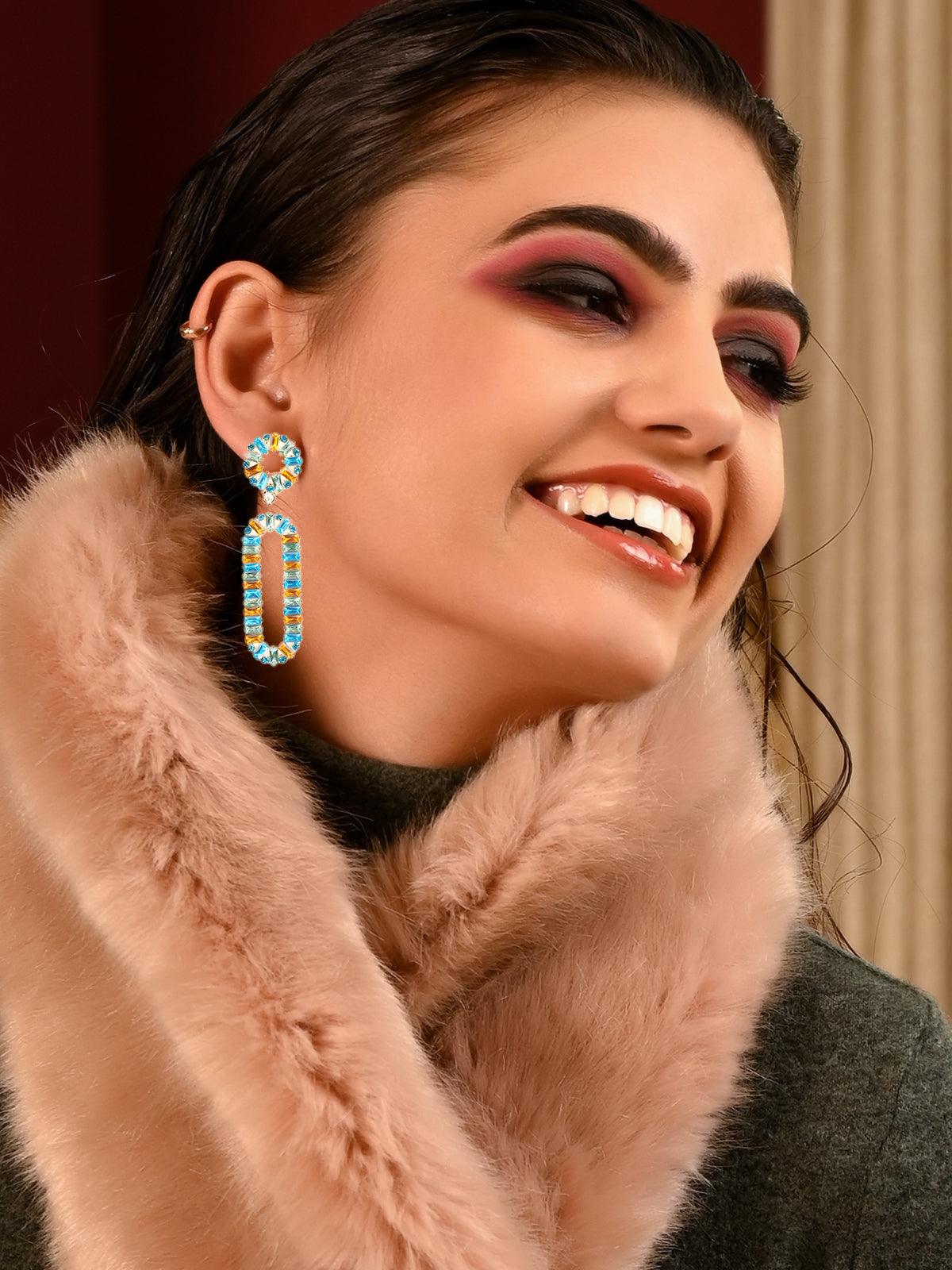 Women's Blue Stunning Structured Drop Earring