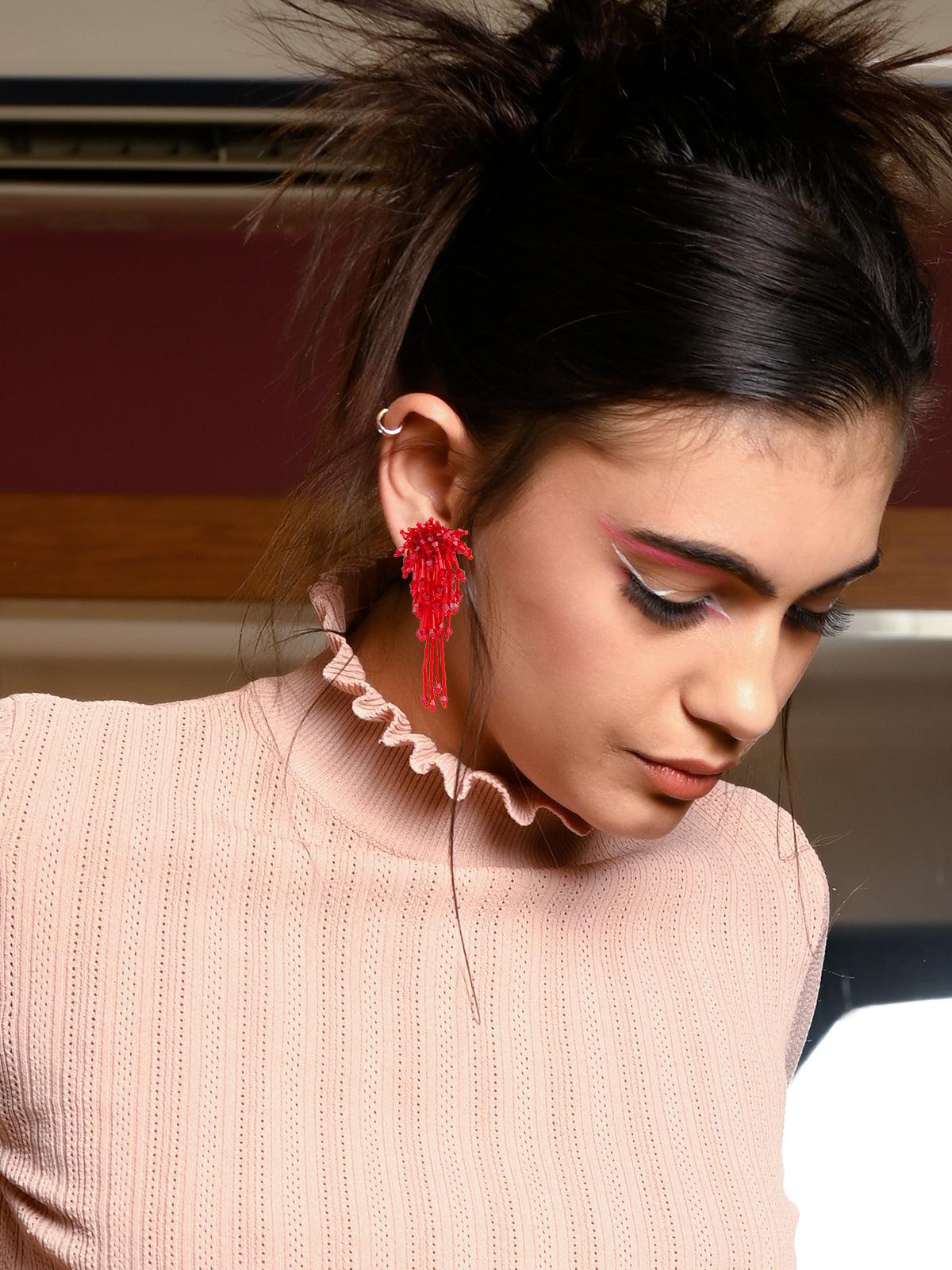 Women's Bright Red Stunning Statement Earring