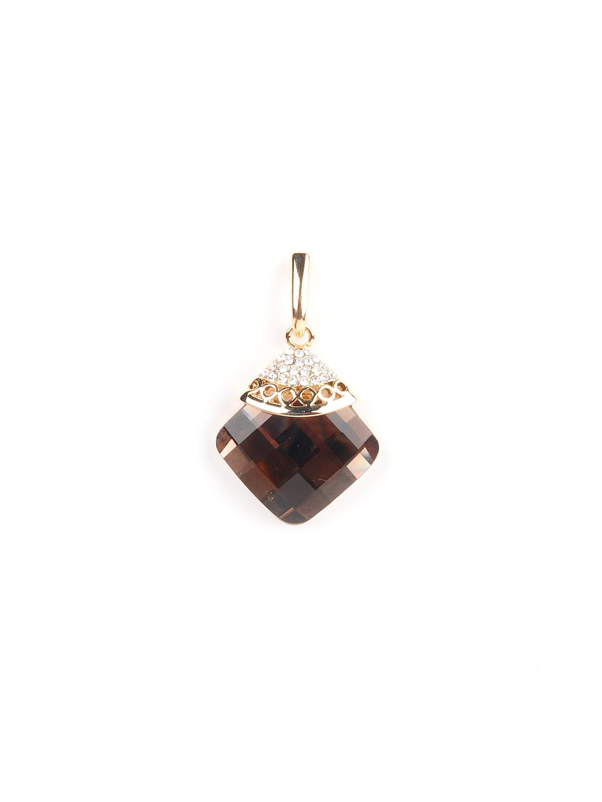 Women's Brown Square Crystal Earring