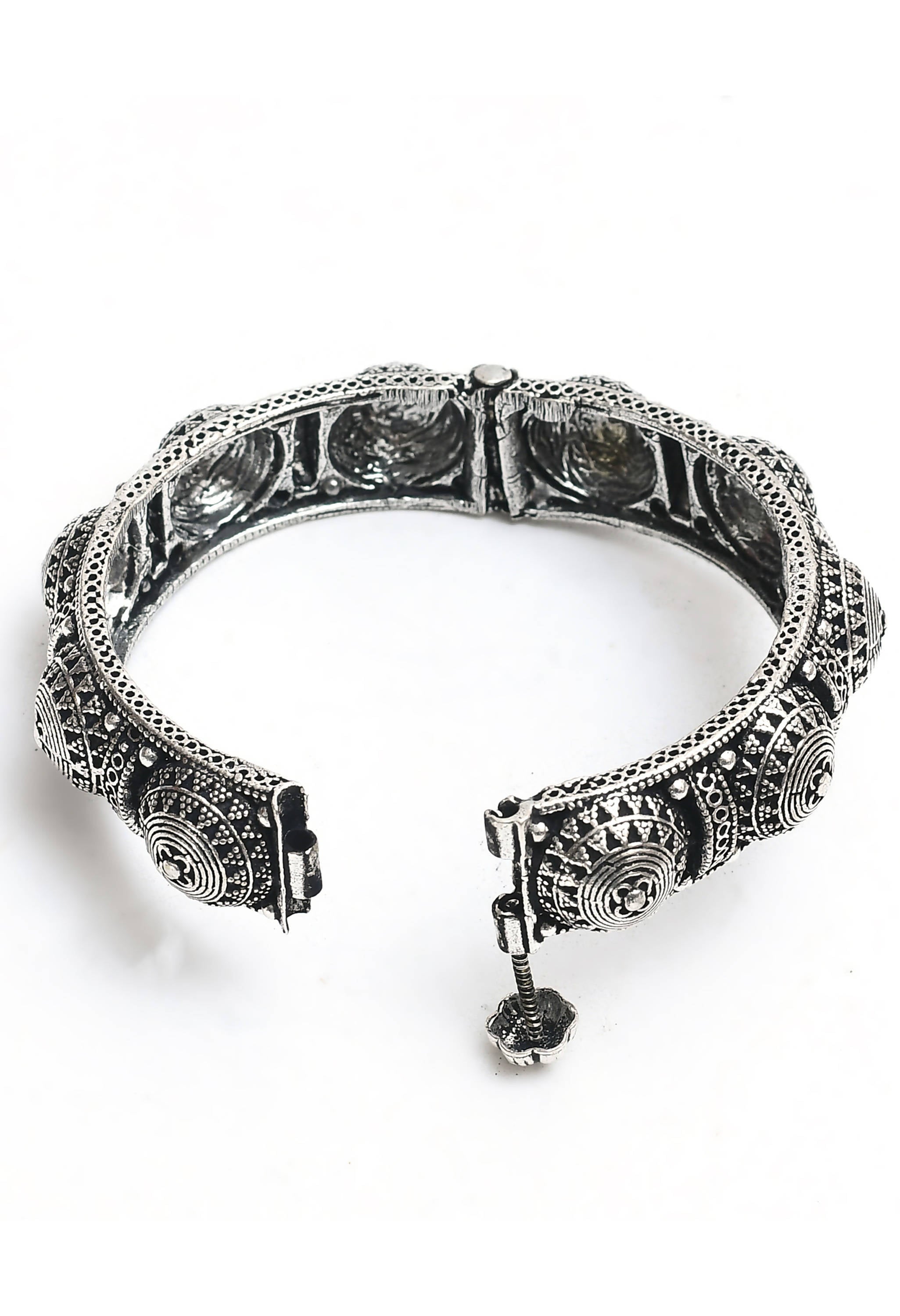 Johar Kamal Oxidised Silver-Plated Bracelet