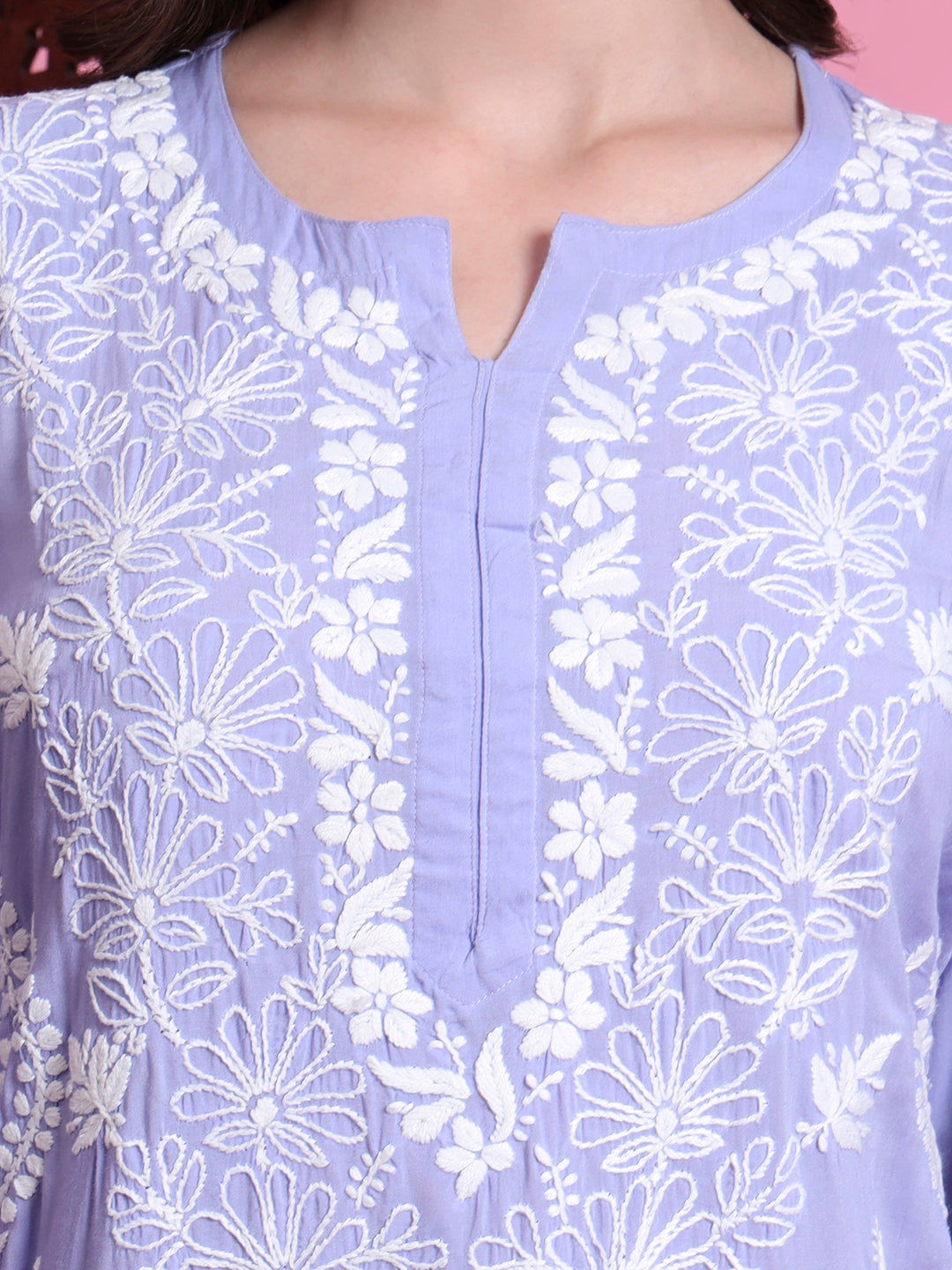 Women's Chikankari Modal Purple Color Kurta.