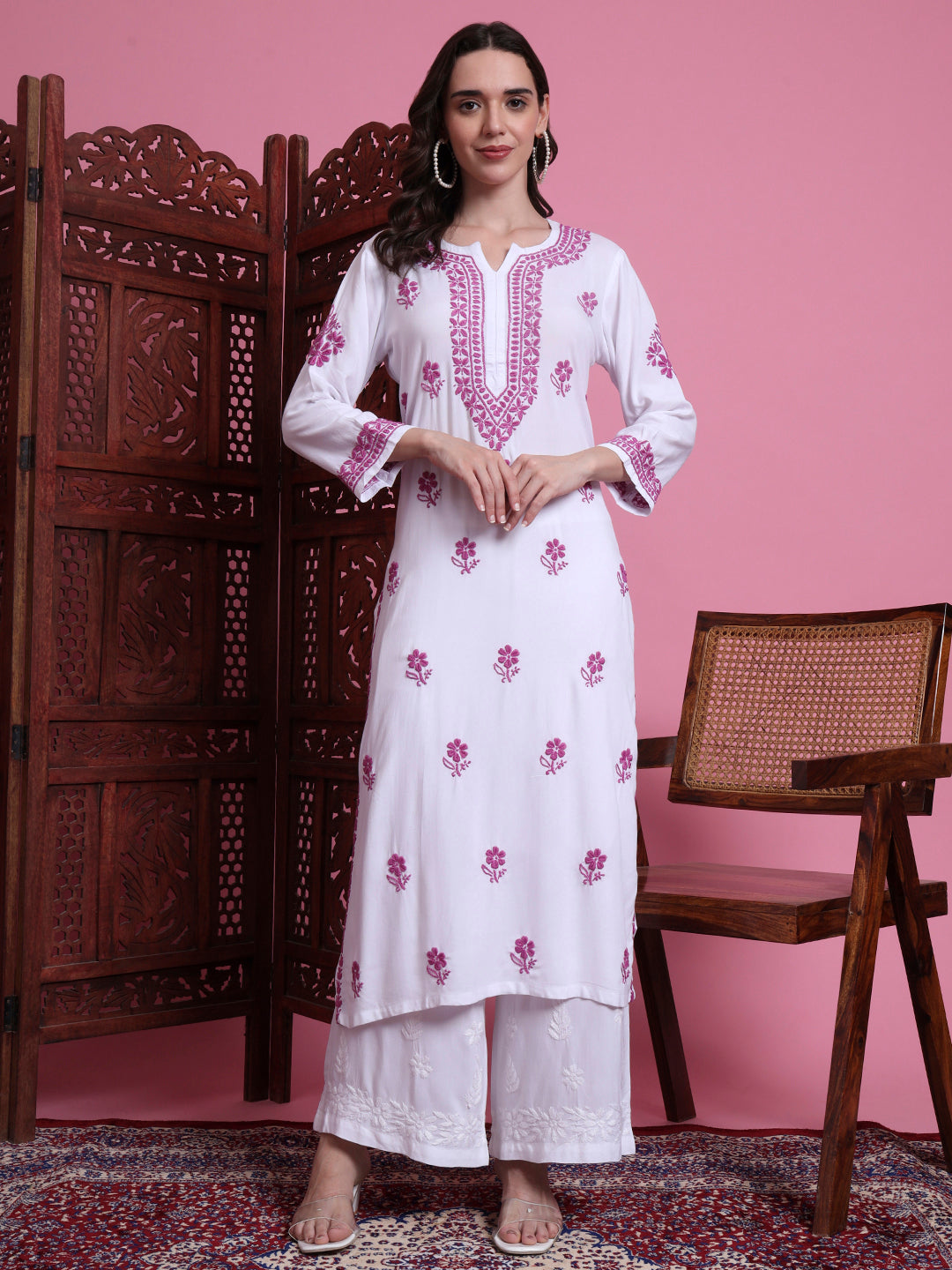Women's Chikankari White Color Kurta