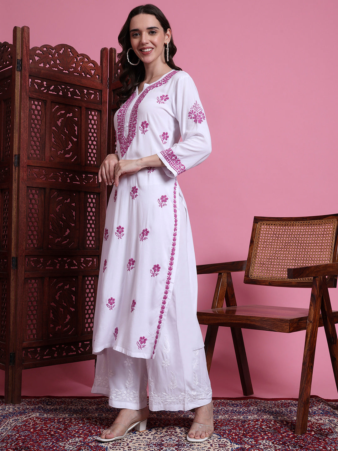 Women's Chikankari White Color Kurta