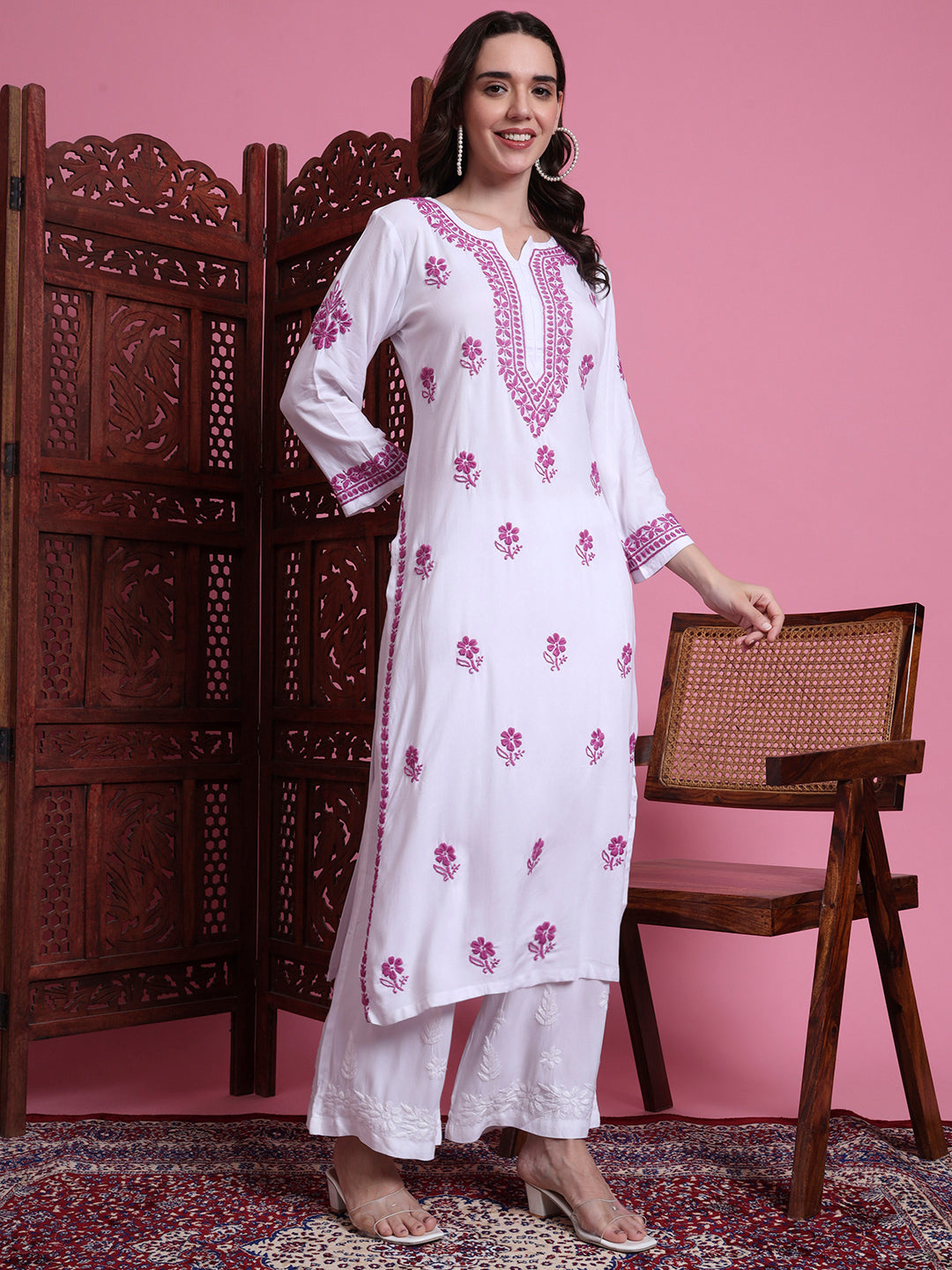 Women's Chikankari White Color Kurta