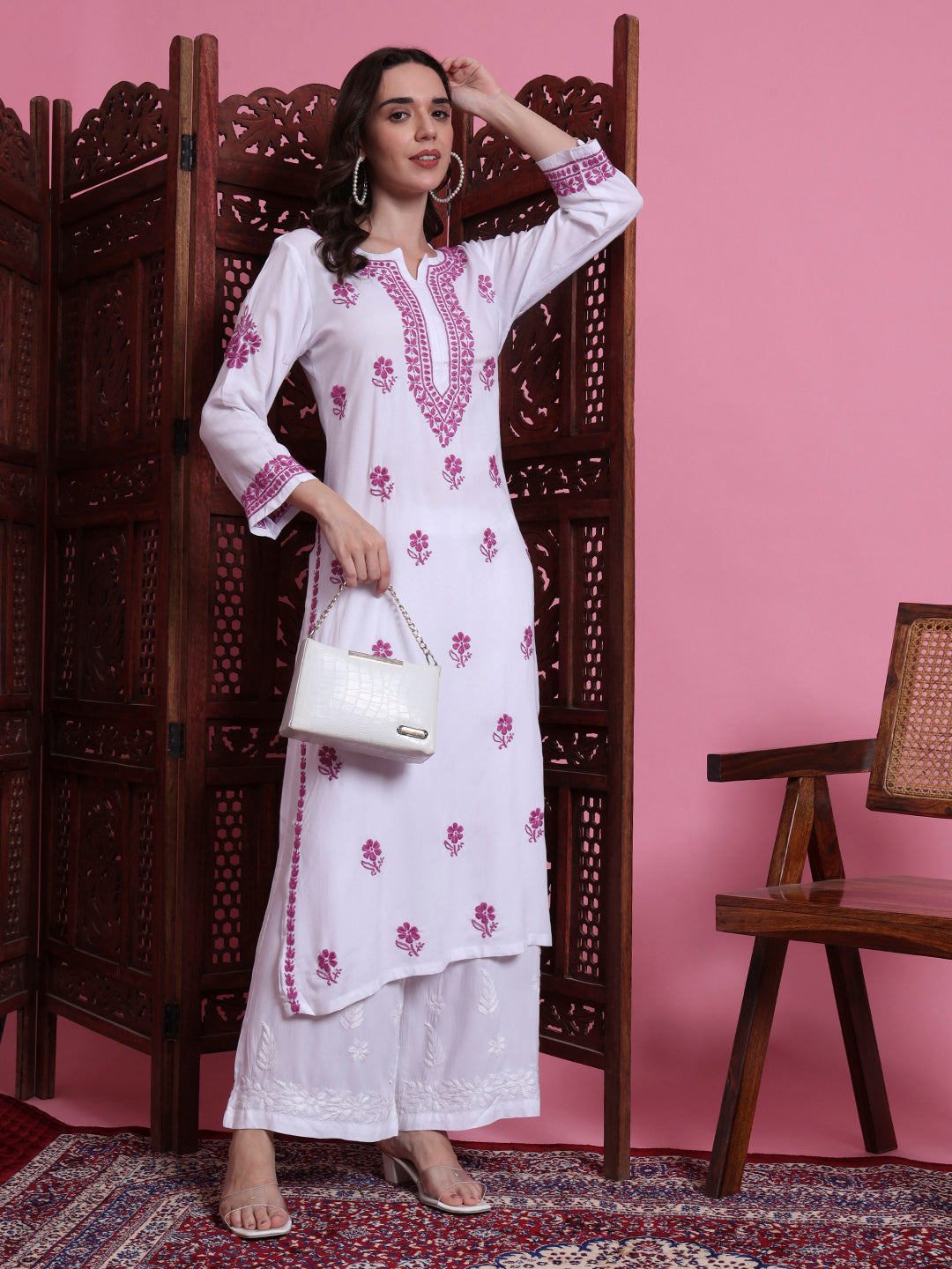Women's Chikankari White Color Kurta