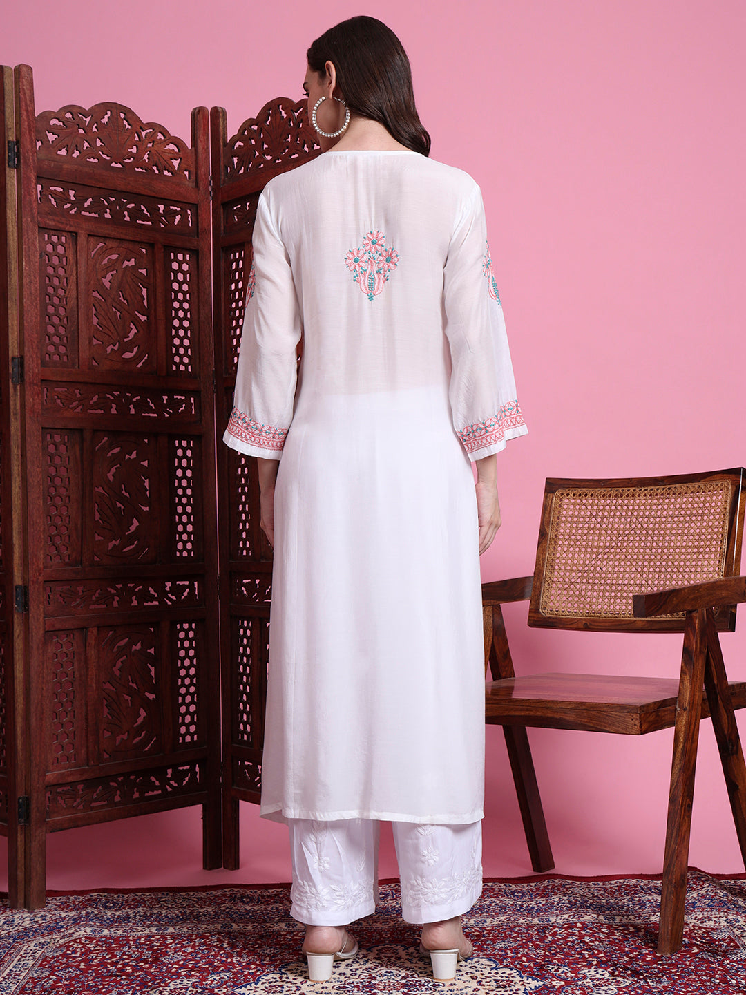 Women's Chikankari Muslin White Color Kurta