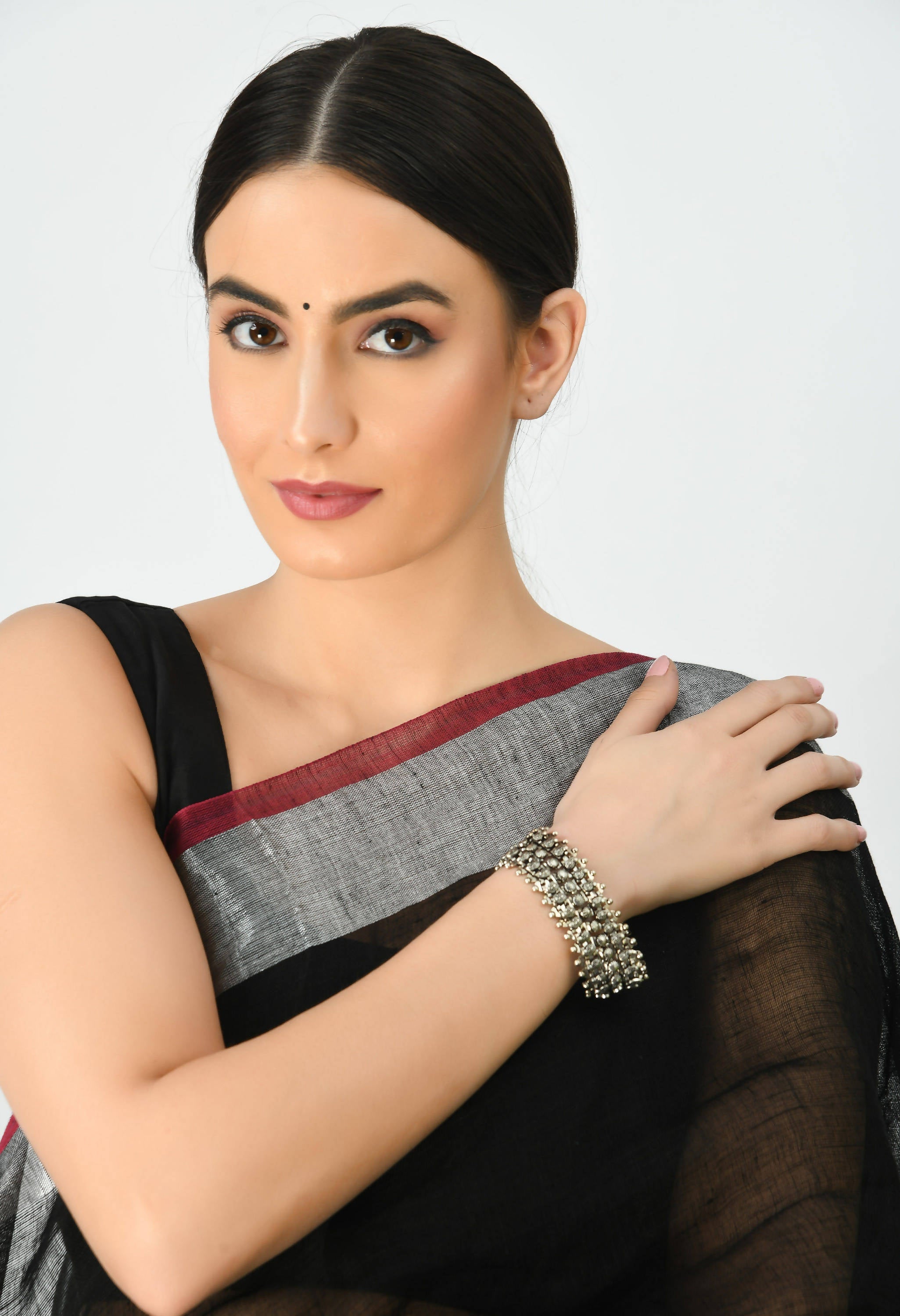 Johar Kamal Oxidised Silver-Plated Bracelet