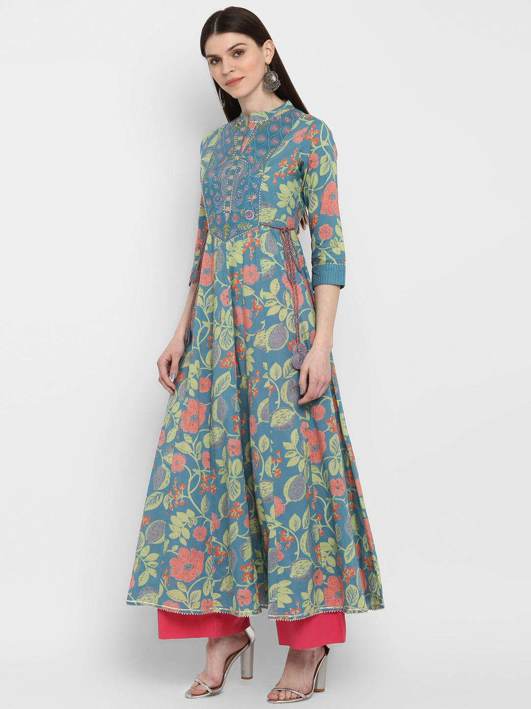 Women's Turquoise Blue Anarkali Kurta By Vbuyz (1Pc Set