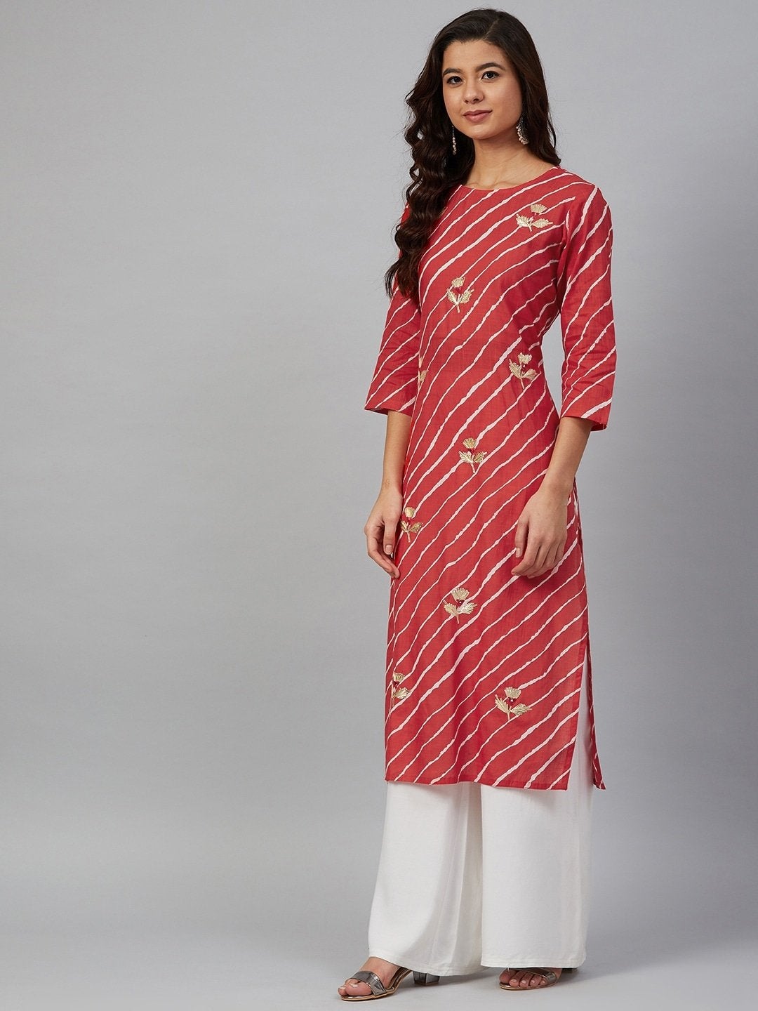 Women's Leheriya Printed Straight Kurta