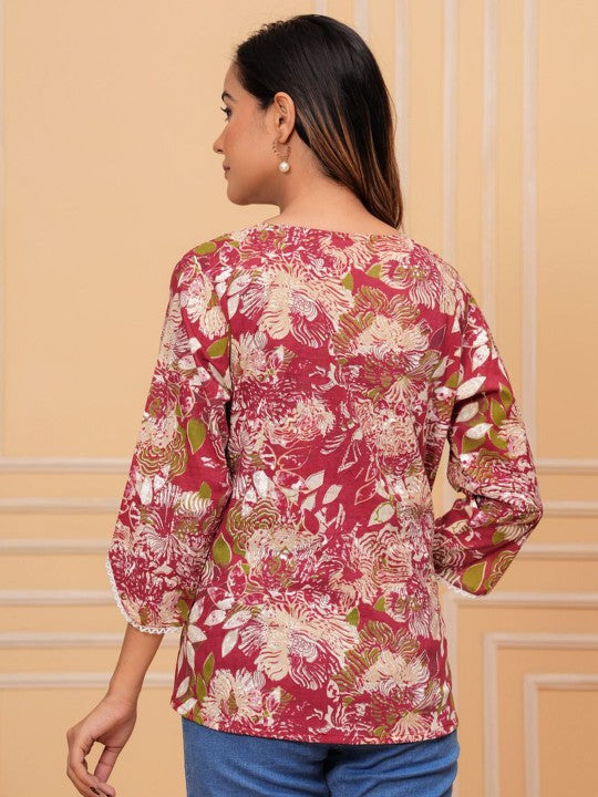 Women's Floral Print Wrap Top