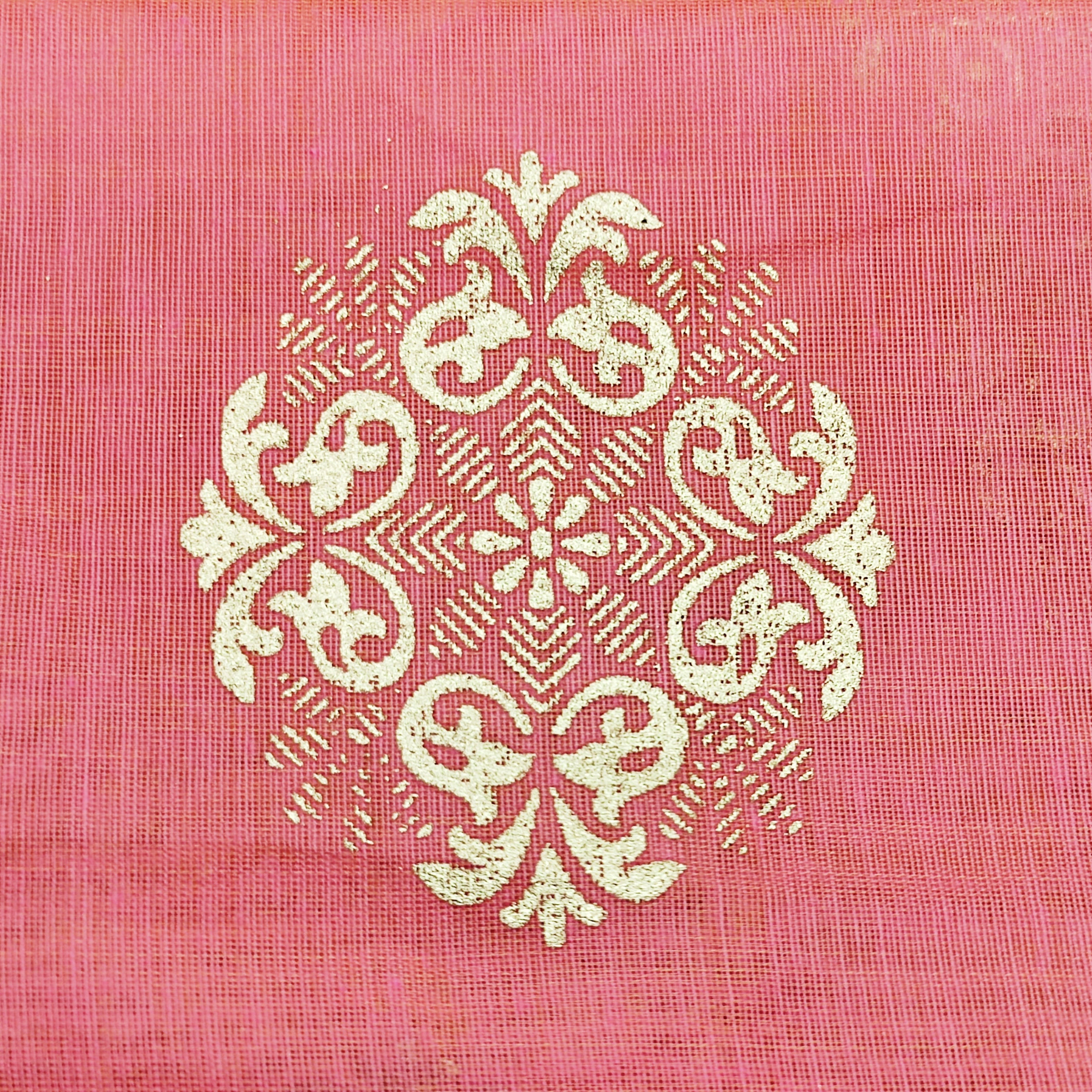 Women's Baby Pink Self Woven Gold Zari Paisley Design Cotton Silk Dupatta With Tassles - NIMIDHYA